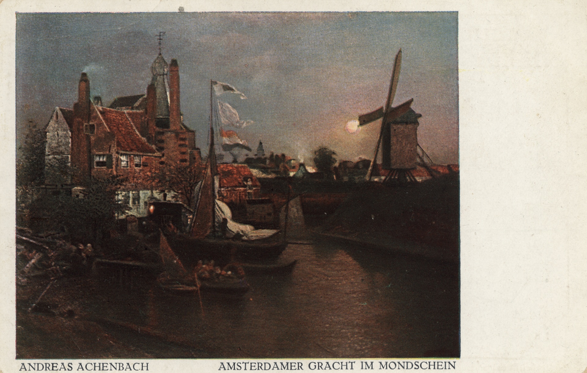 Вид Амстердама в лунном свете