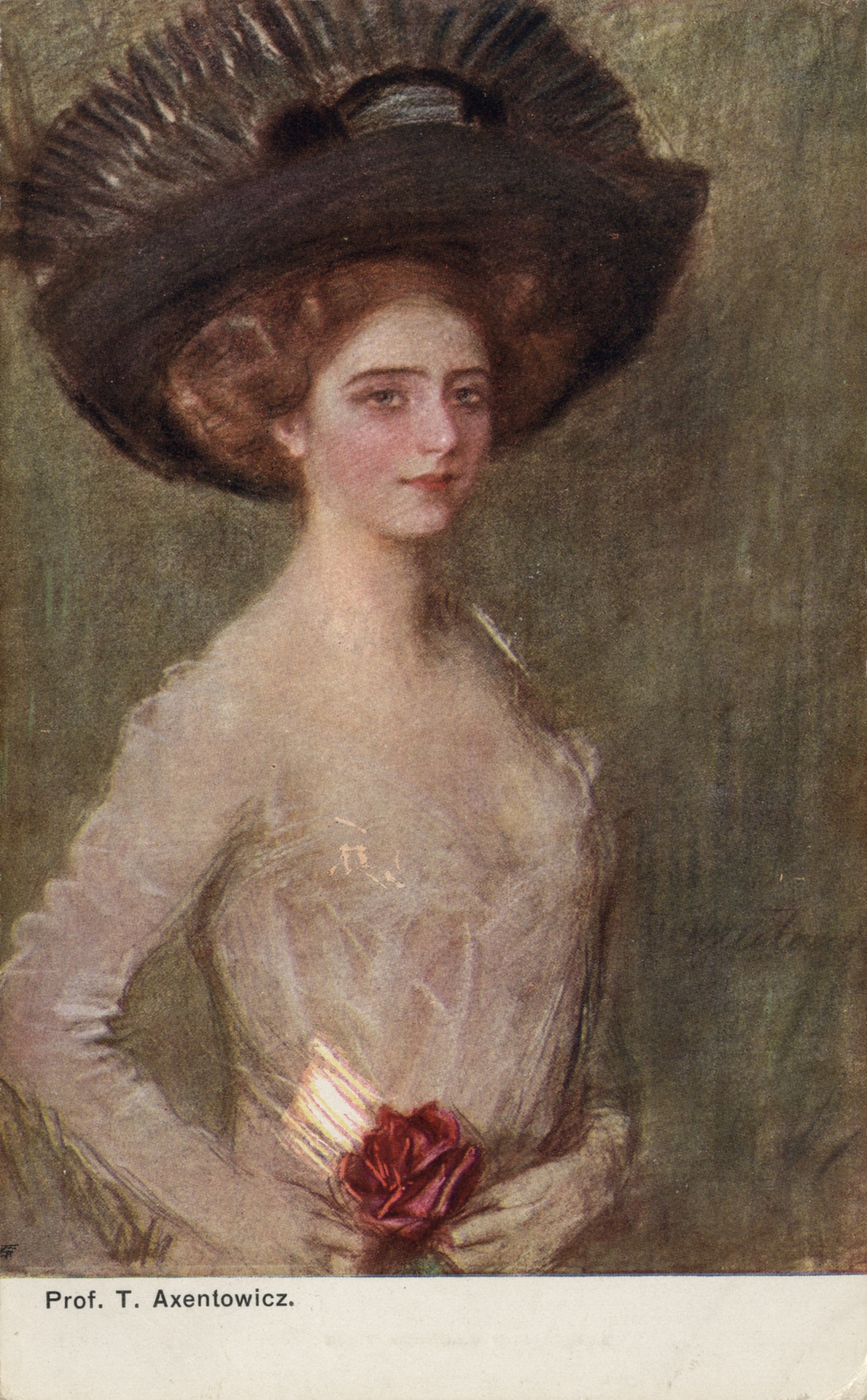 Дама в шляпе с розой