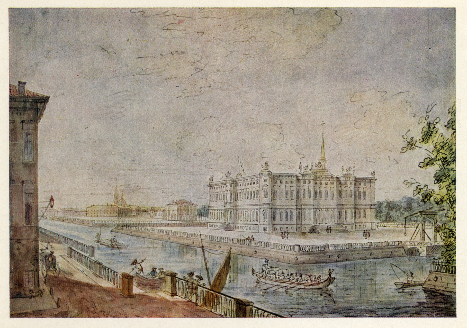 Вид на Михайловский замок в Петербурге