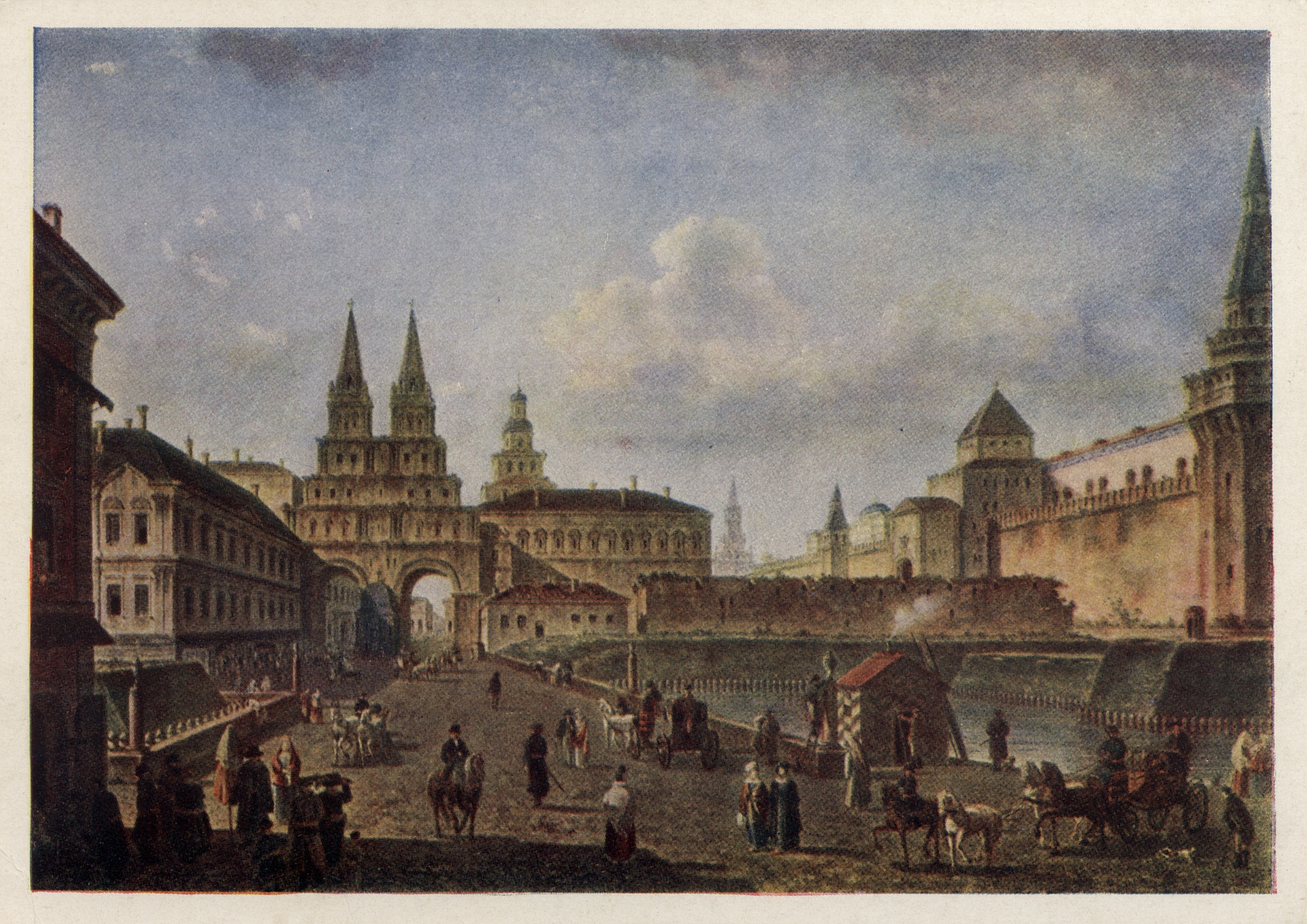 Вид на Воскресенские и Никольские ворота от Тверской улицы в Москве. 1811 год