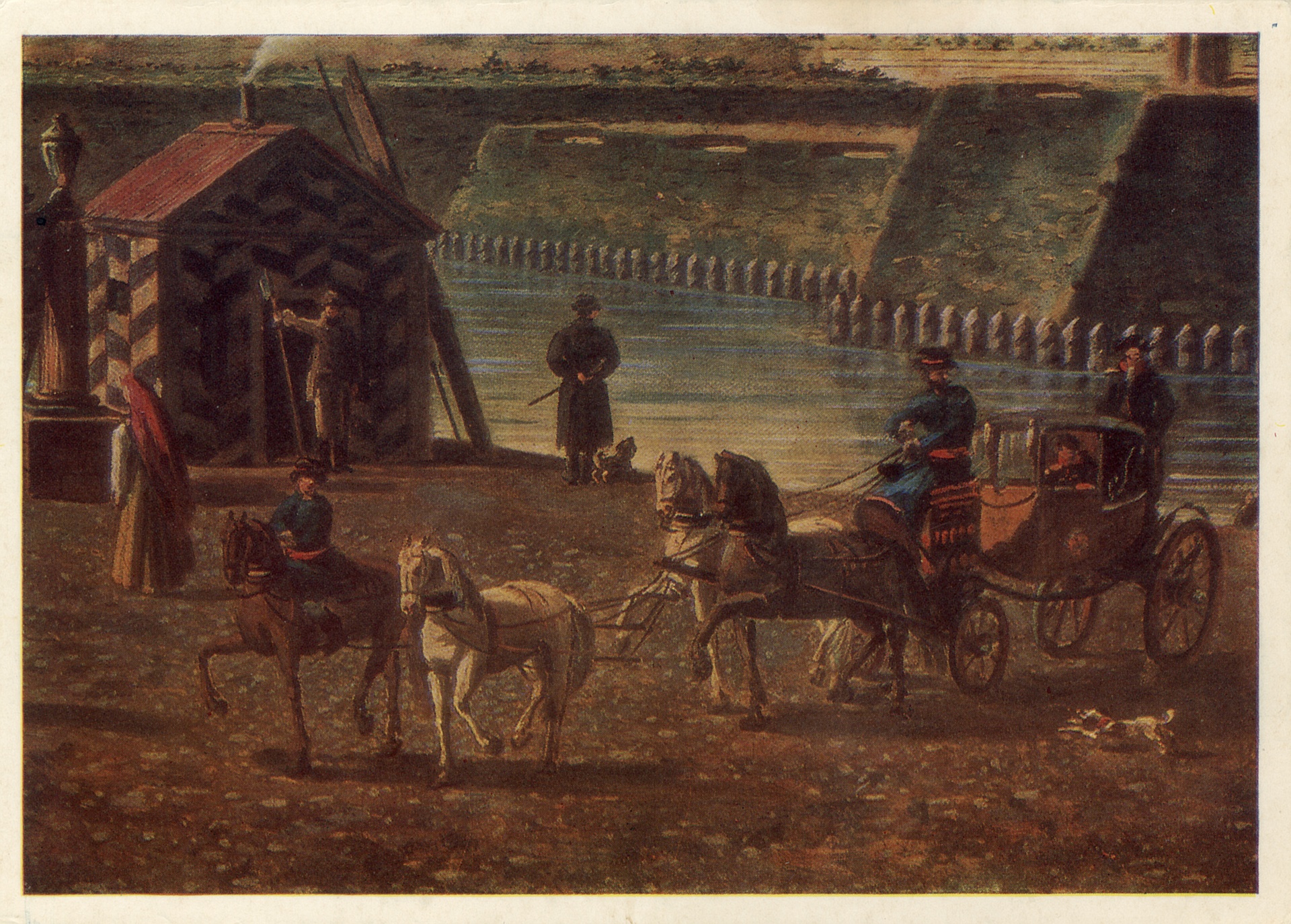 Вид на Воскресенские и Никольские ворота от Тверской улицы в Москве. Фрагмент