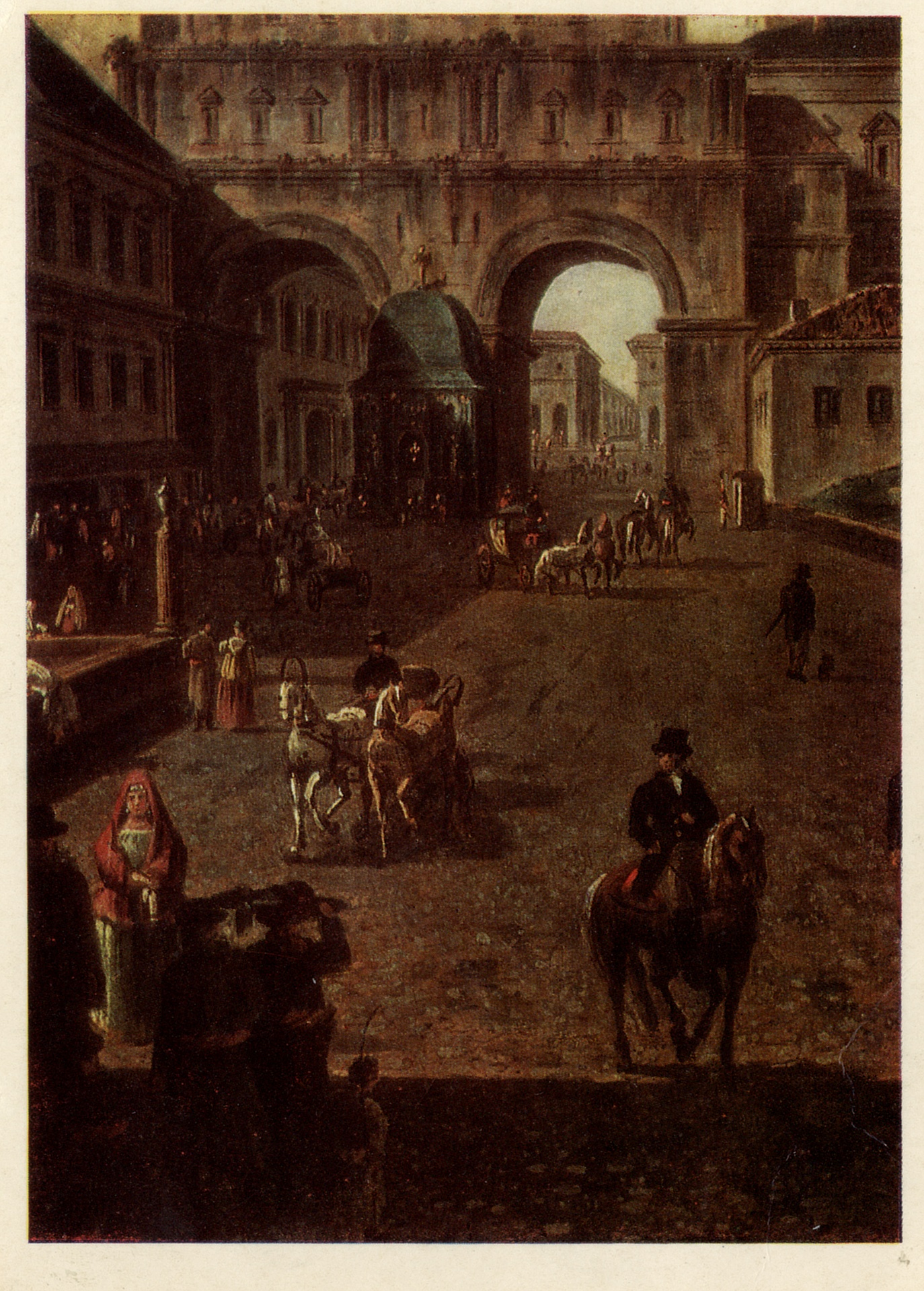 Вид на Воскресенские и Никольские ворота от Тверской улицы в Москве