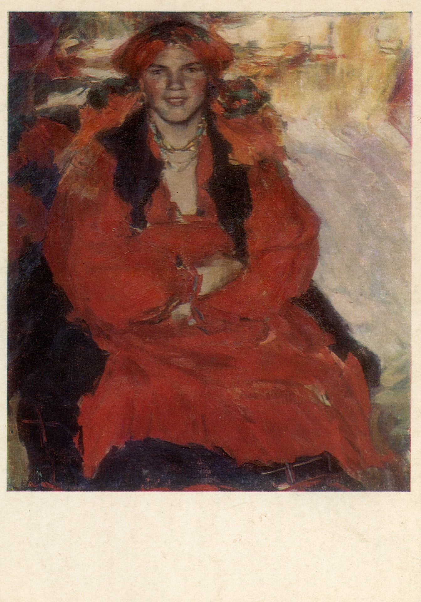 Молодая крестьянка в красном