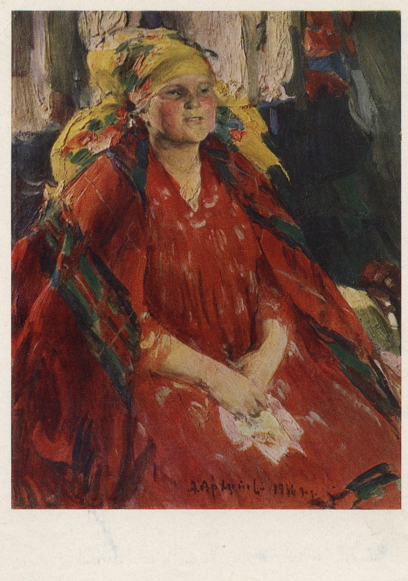 Молодая крестьянка в жёлтом платке