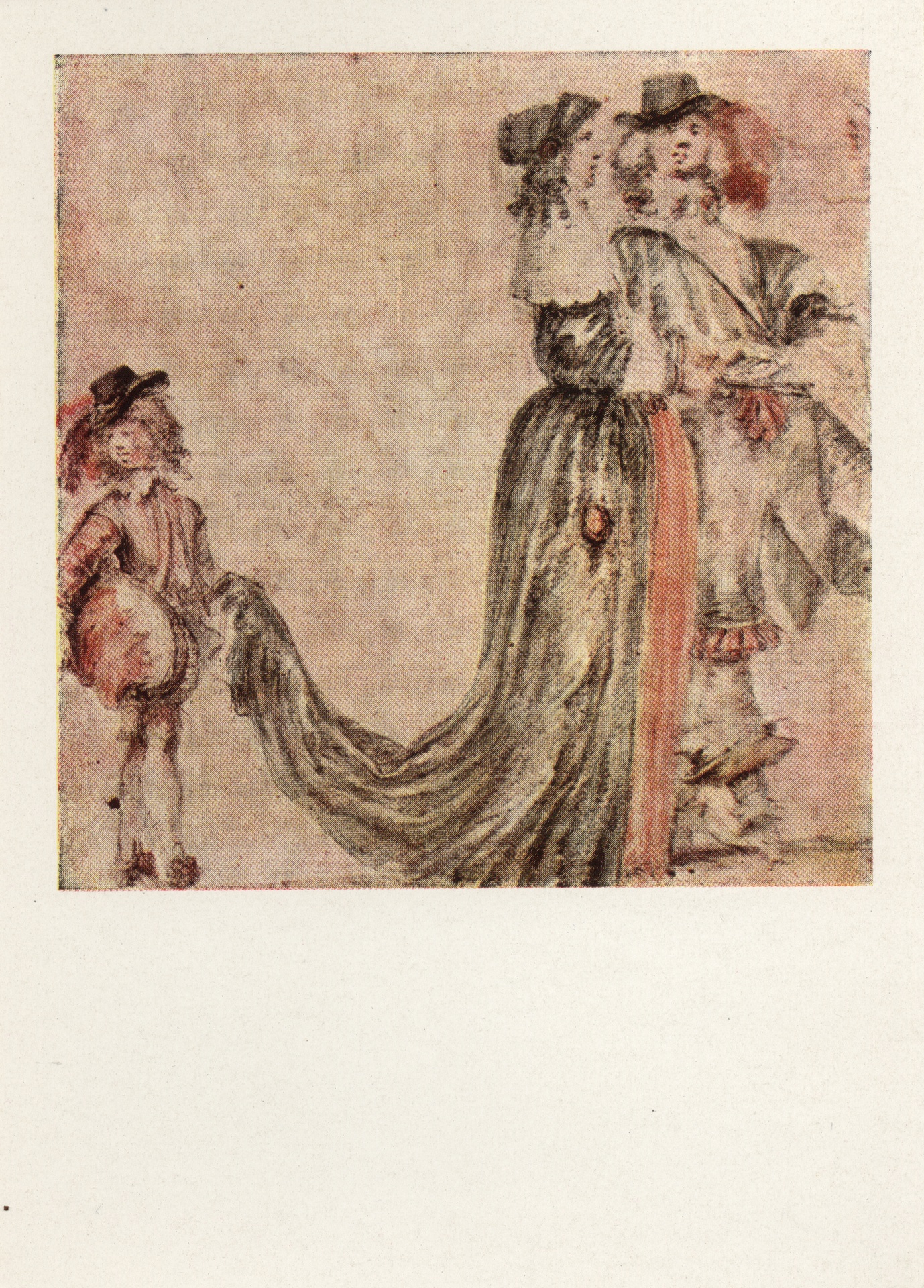 Кавалер, дама и паж на прогулке