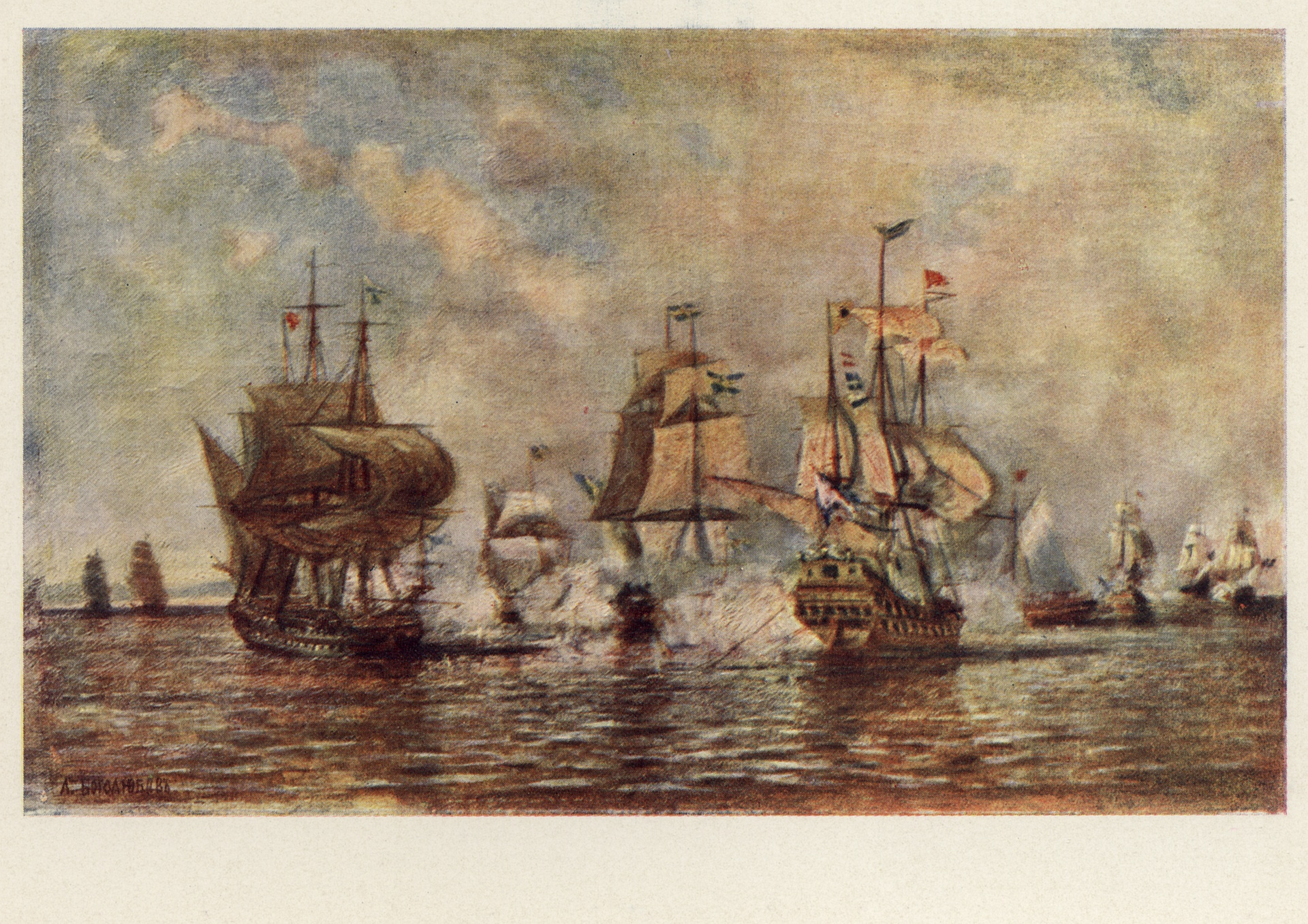 Первое сражение русского корабельного флота под командой Сенявина около острова Эзель со шведским флотом