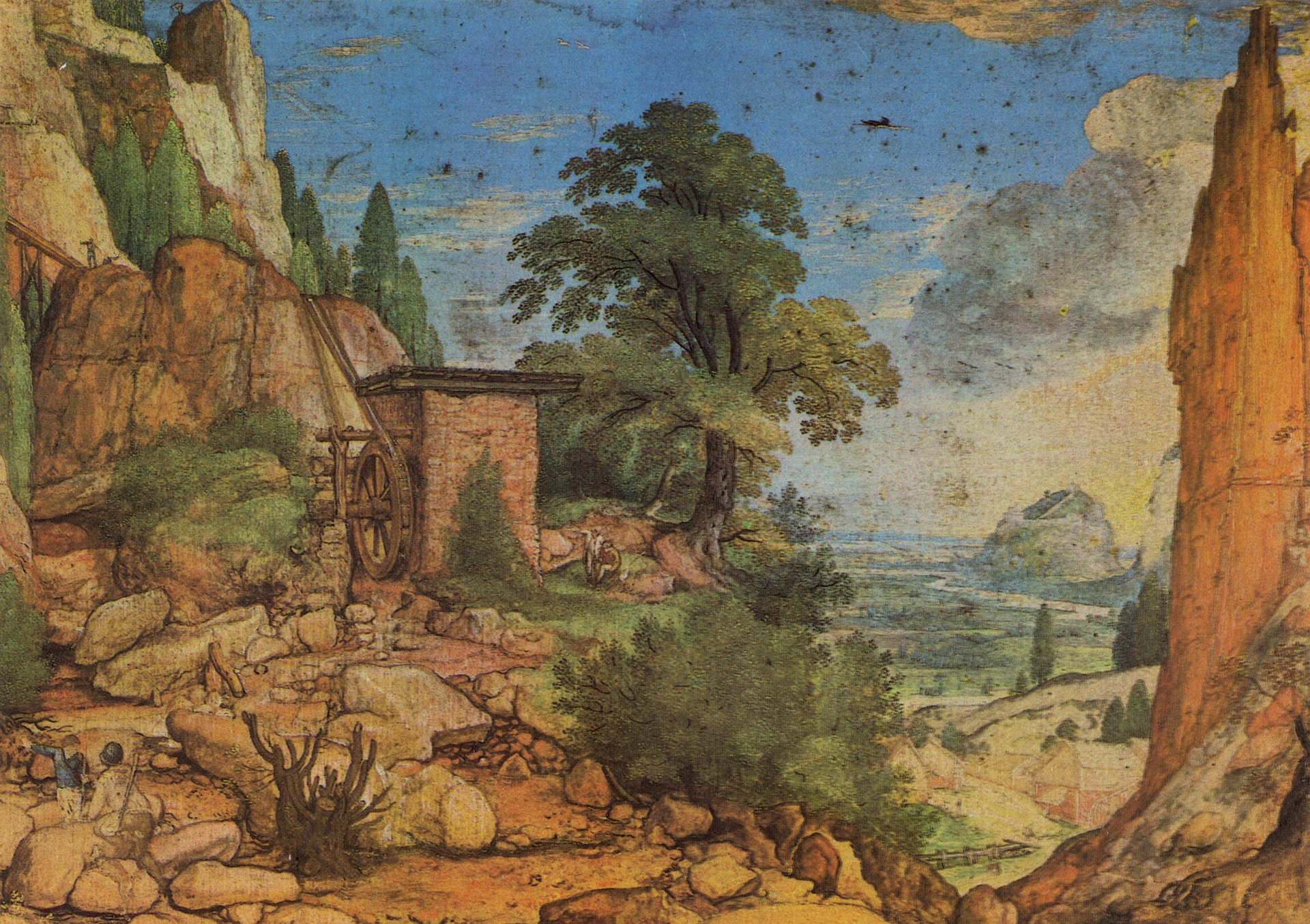 Пейзаж с водяной мельницей