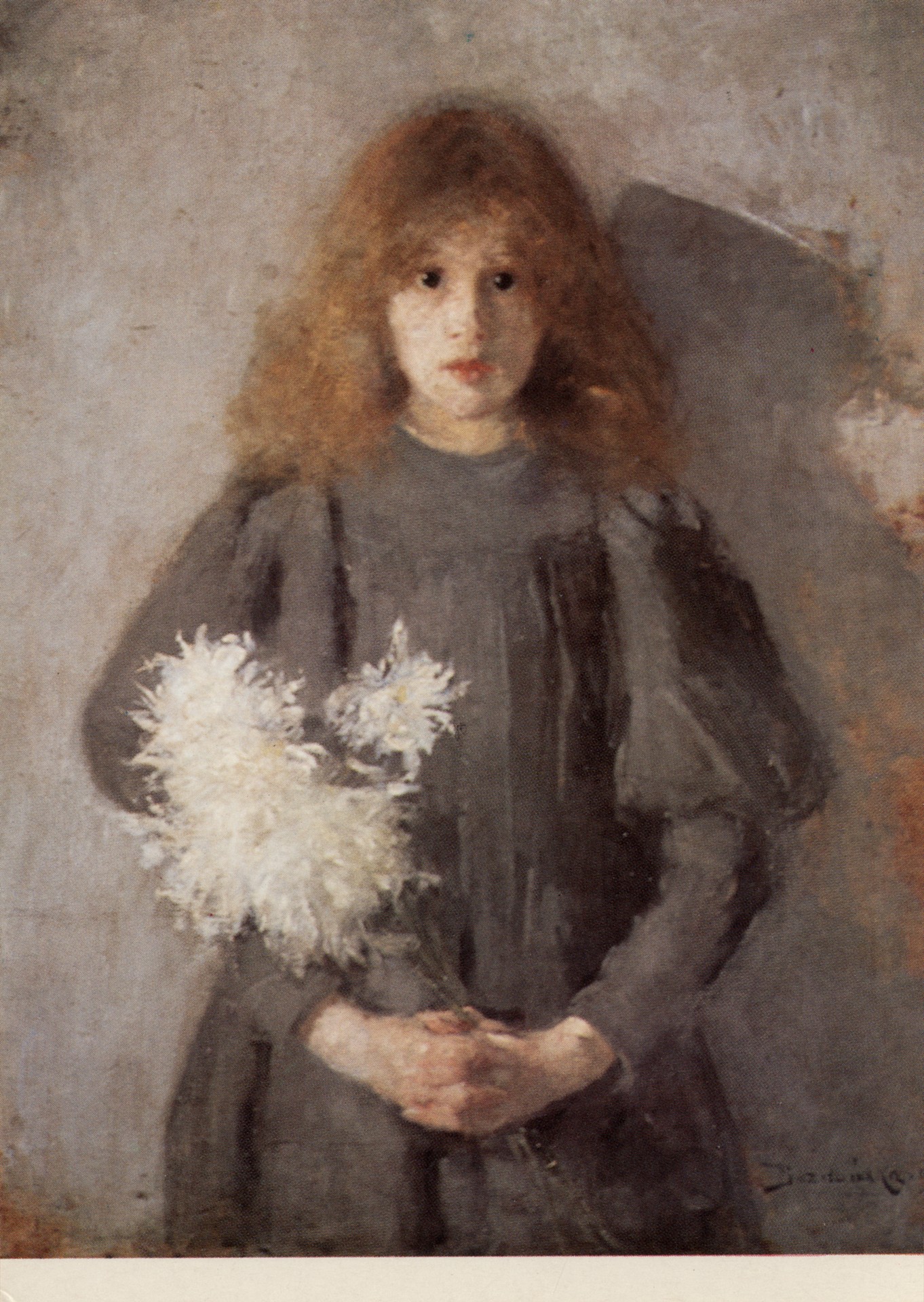 Девочка с хризантемами