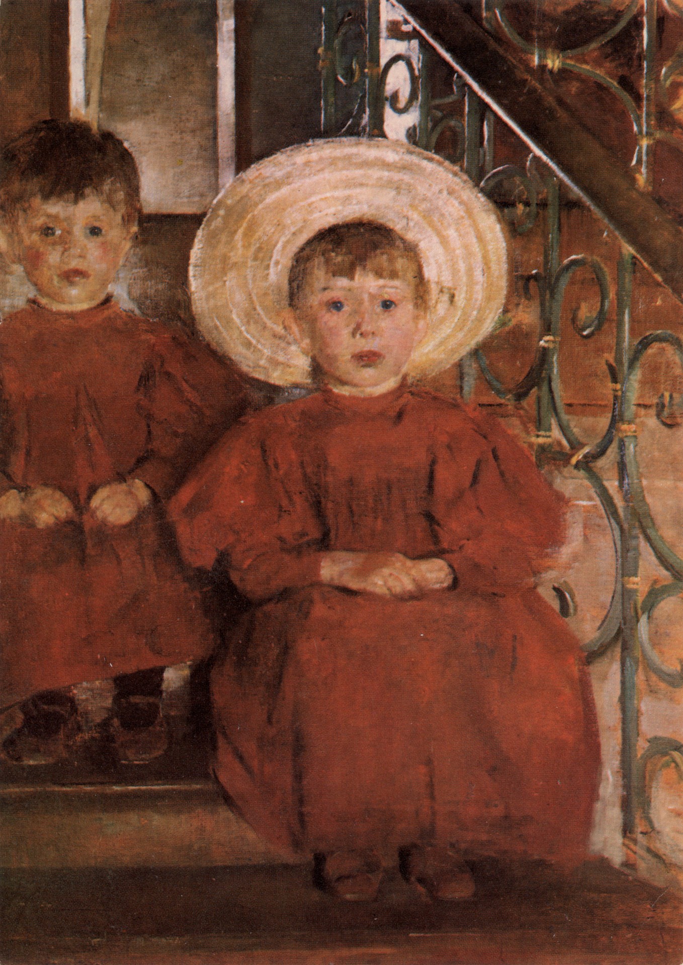 Портрет двух девочек на ступеньках