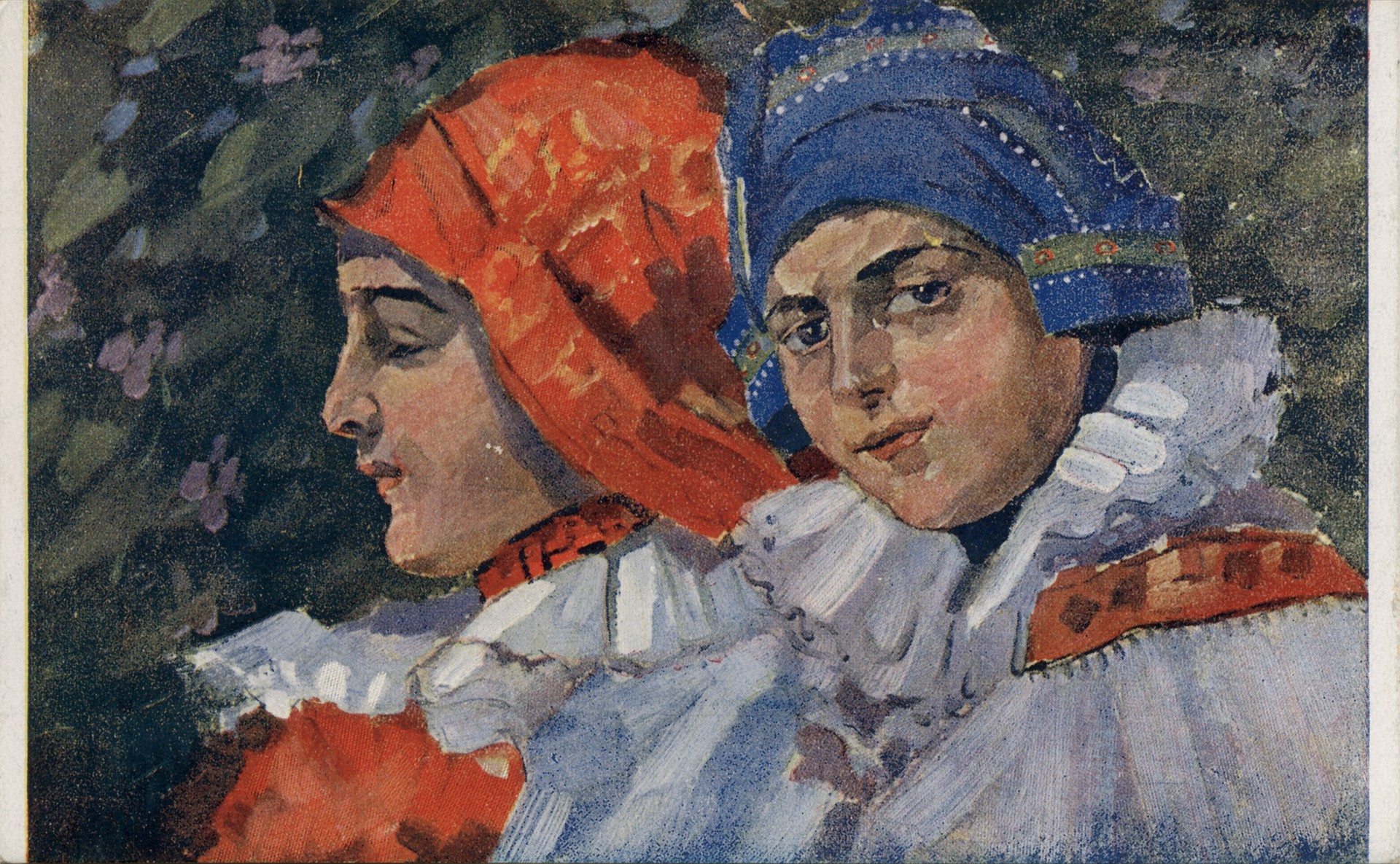 Две девушки в национальных костюмах