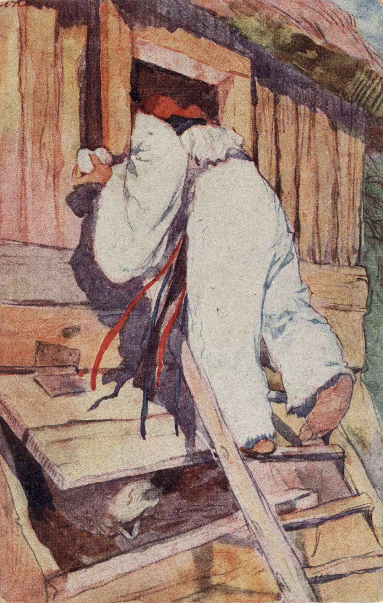 На лестнице