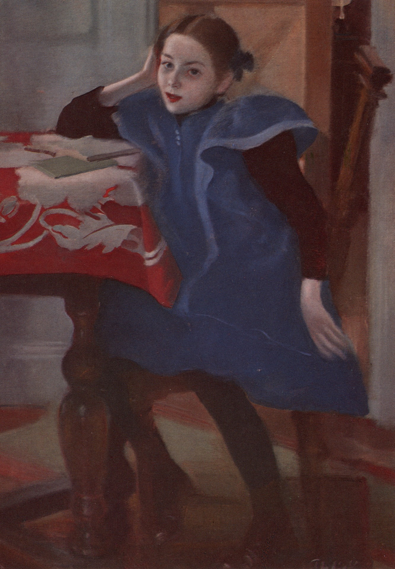 Девчушка за уроками