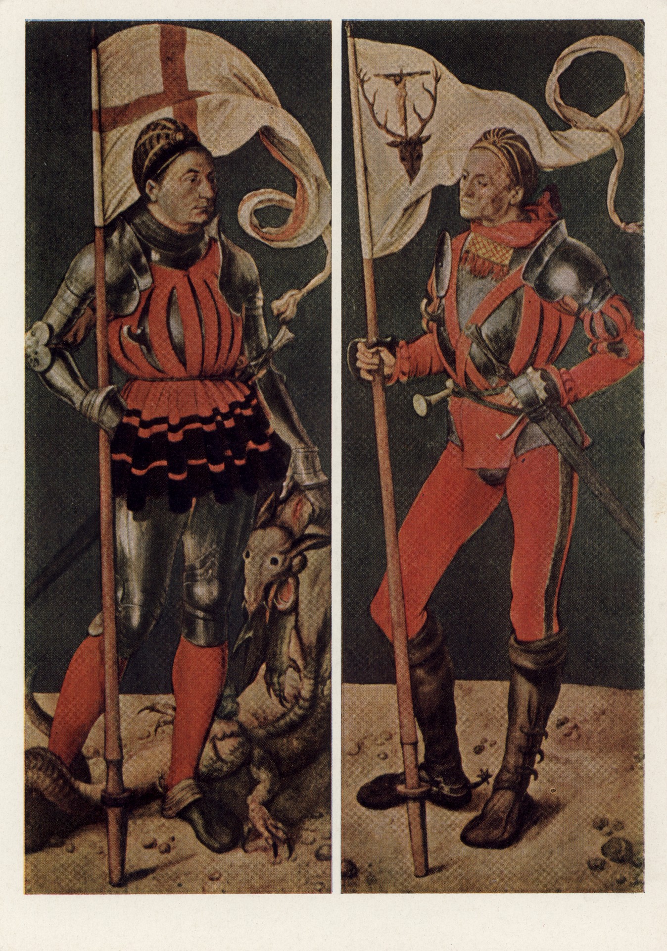 Св. Геогргий и св. Евстафий. Левая и правая створки Паумгартнеровского алтаря