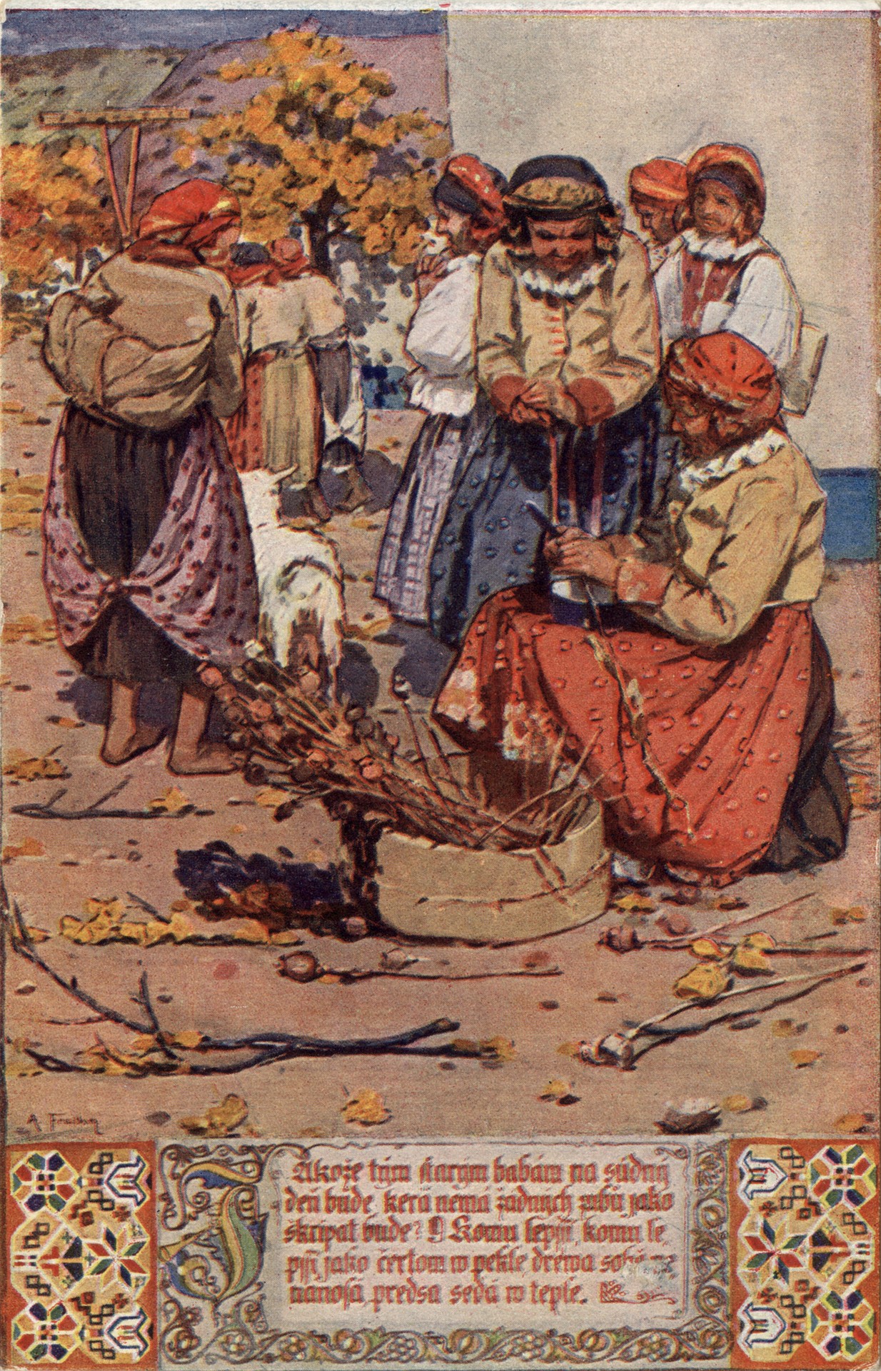 Старушки разделывают мак