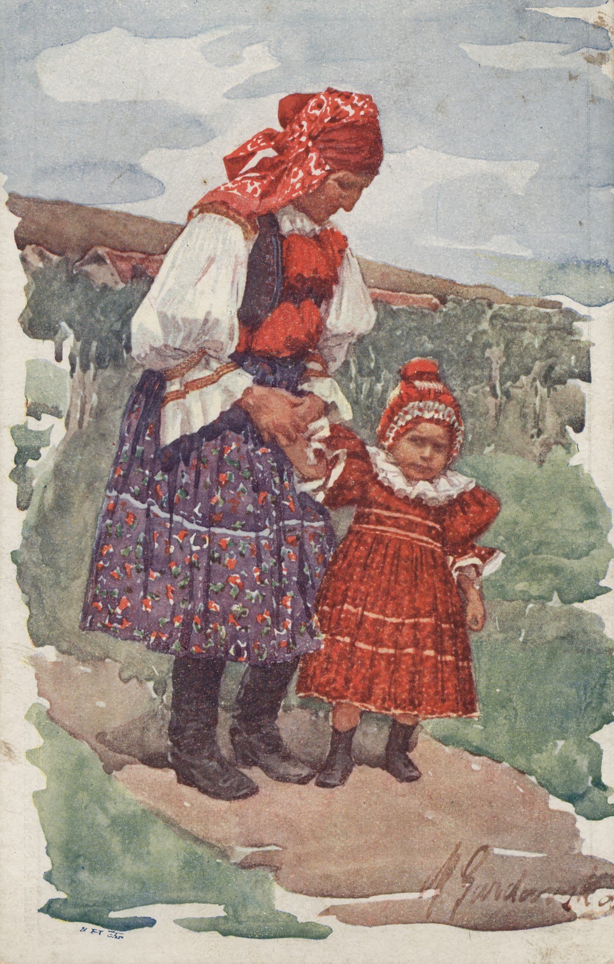 Словацкая женщина с внучкой