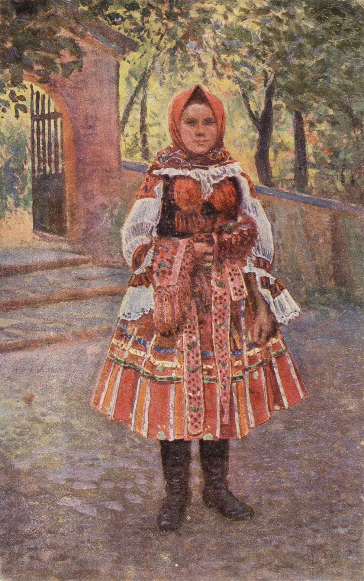 Девушка у изгороди