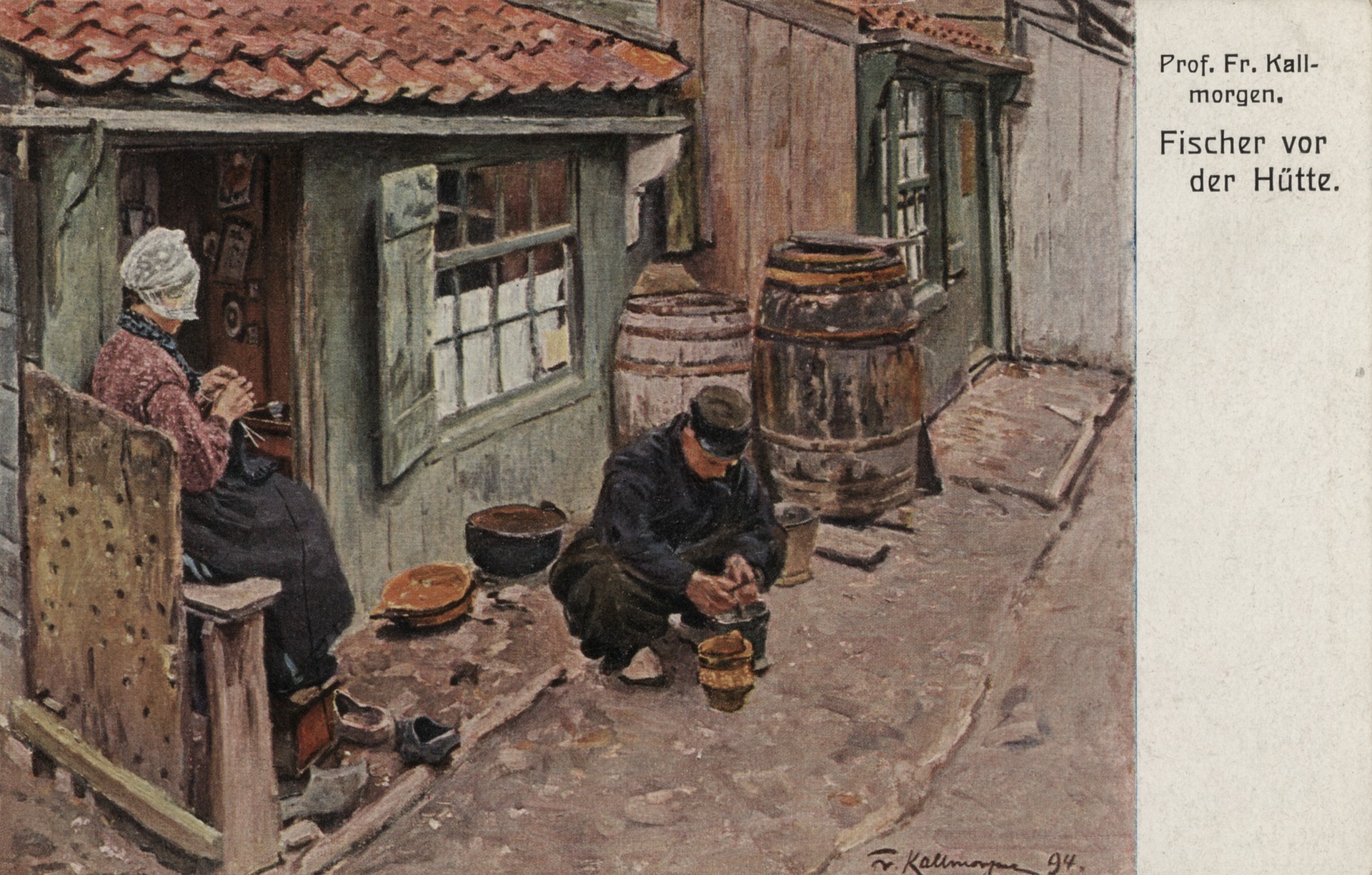 Рыбак перед домом