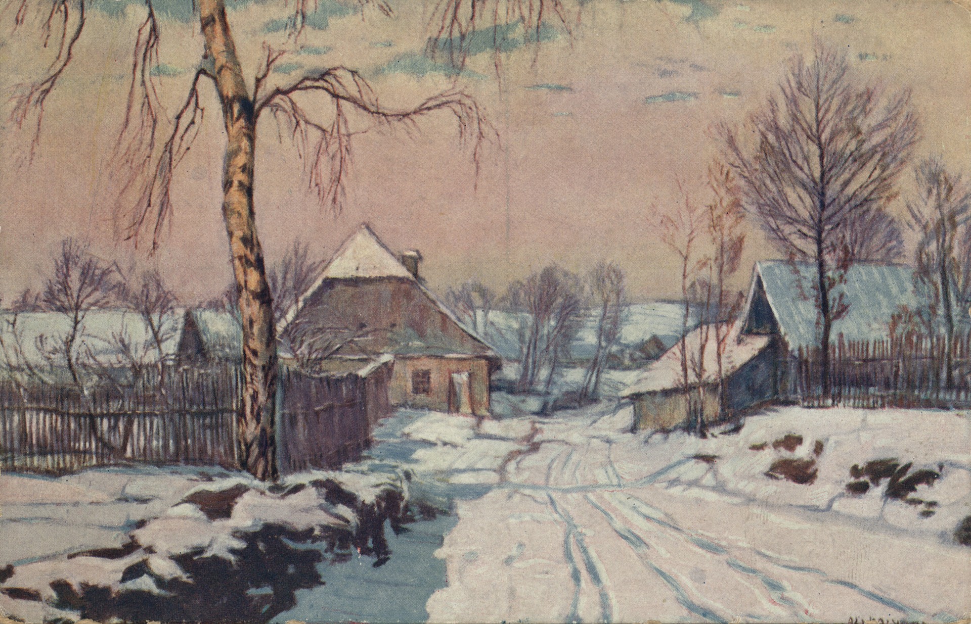 Зимний деревенский пейзаж