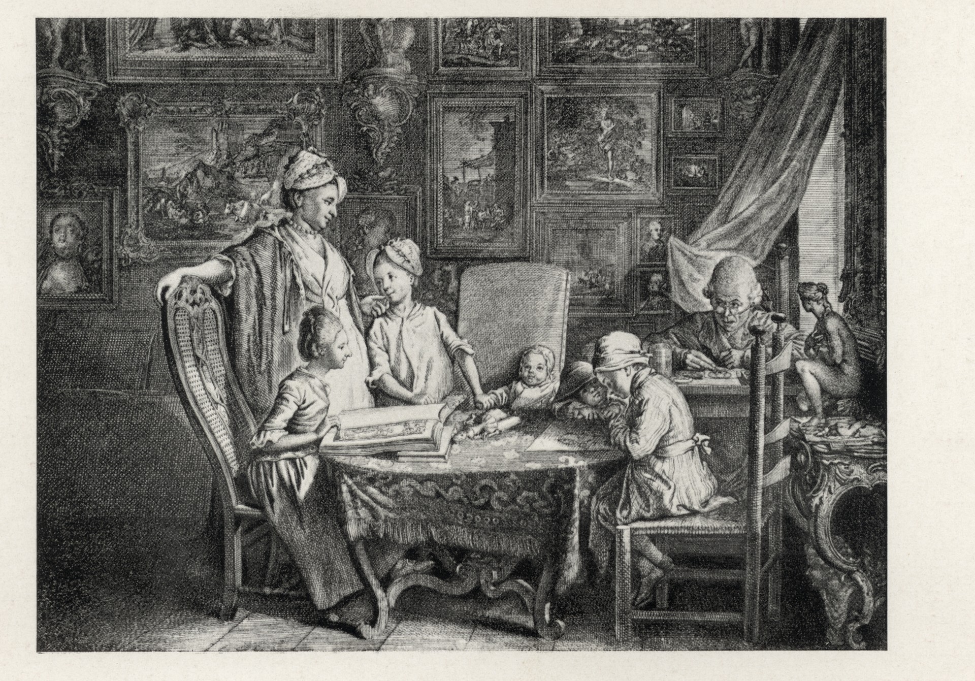 Семья художника. Офорт