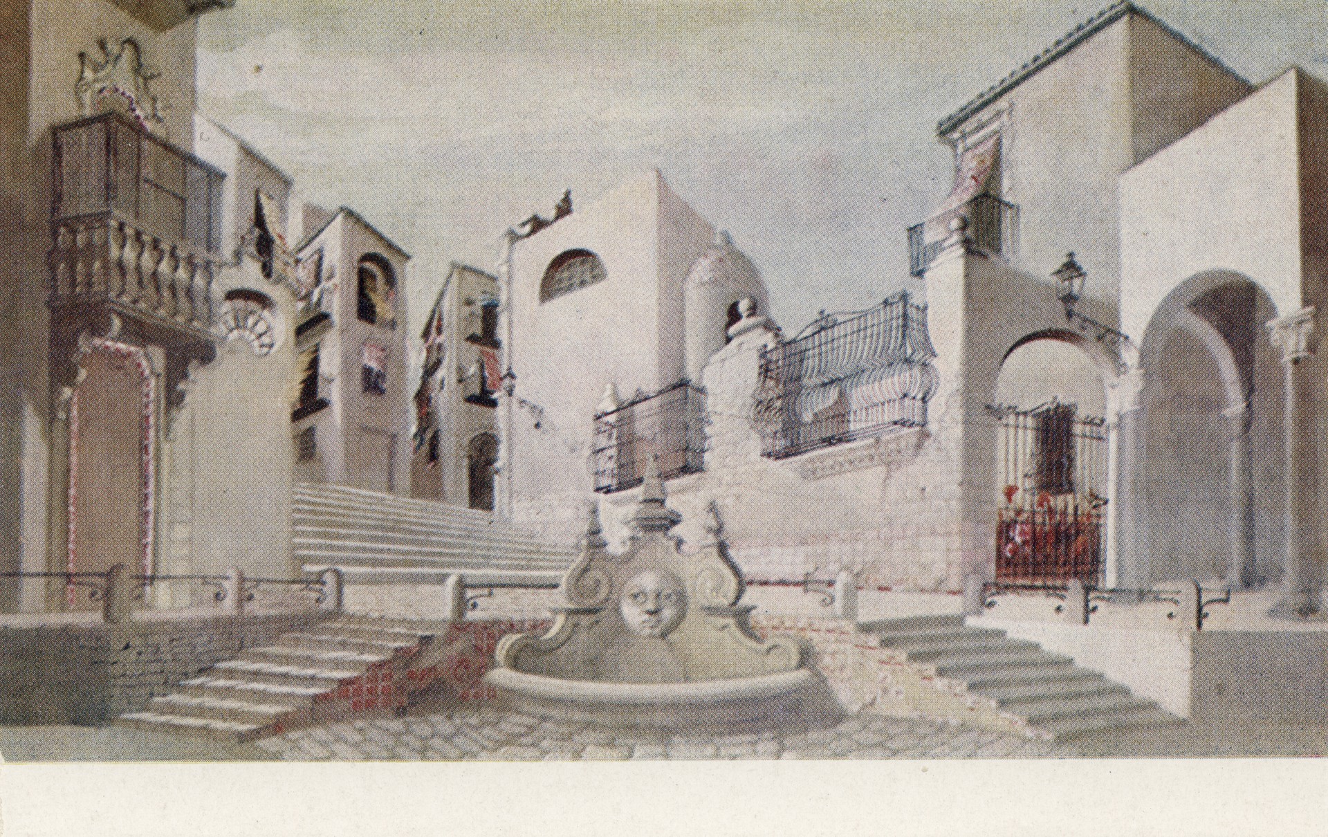 Эскиз декорации к опере Россини Севильский цирюльник1