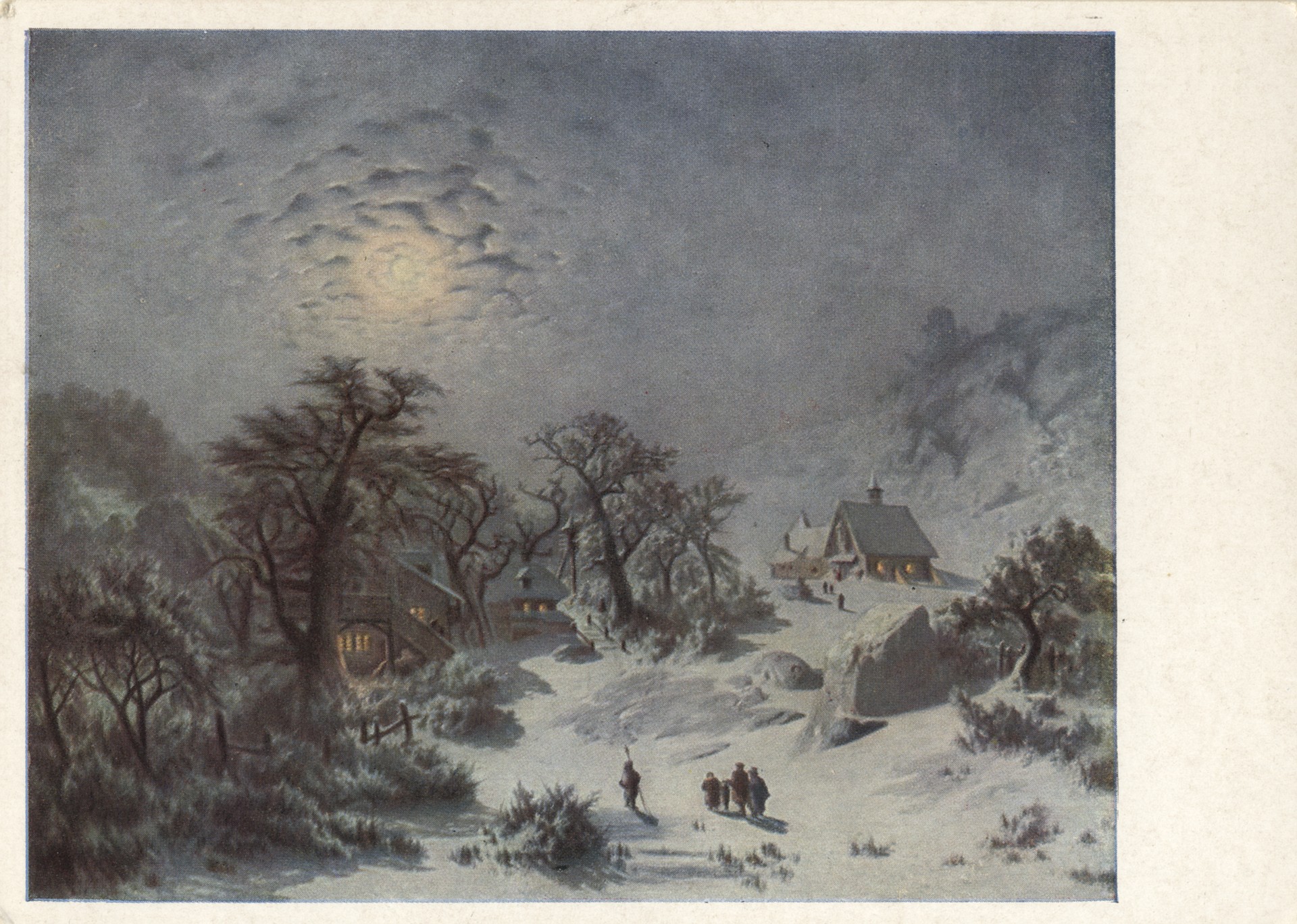 Зимний пейзаж при лунном свете