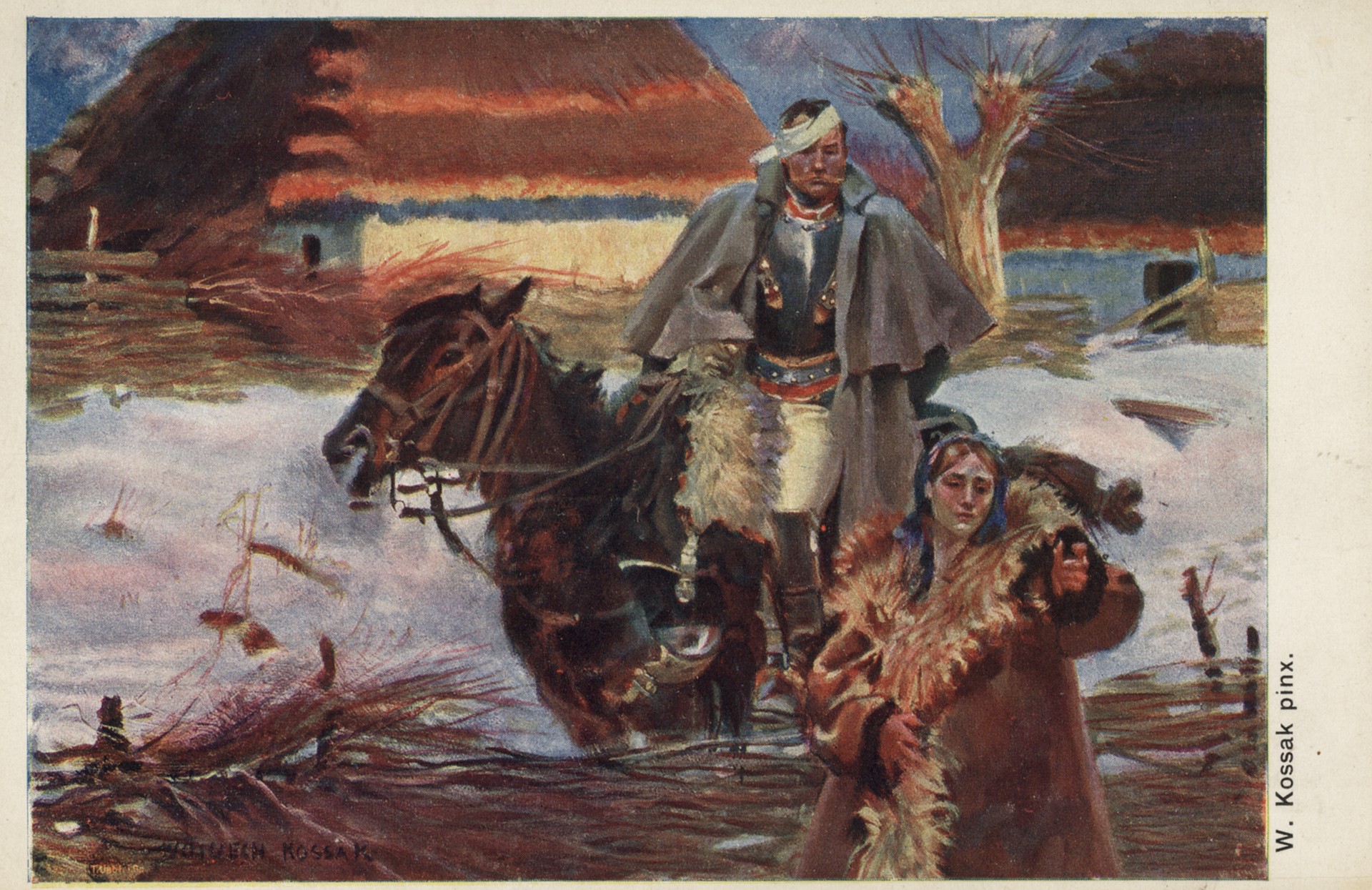 Зима. Воин гонит пленную