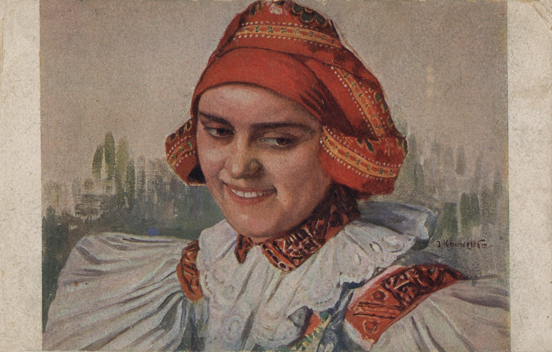 Девушка в национальном головном уборе