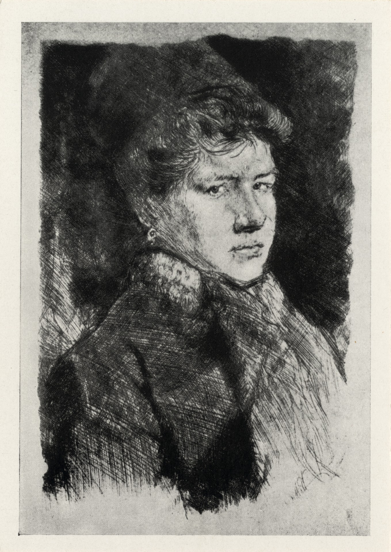 Дама в боа. Офорт