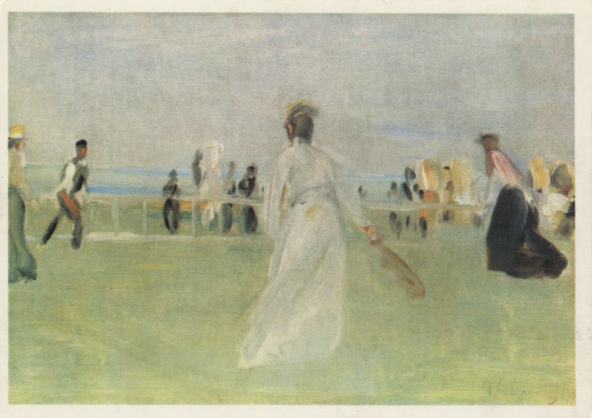 Игра в теннис на берегу моря