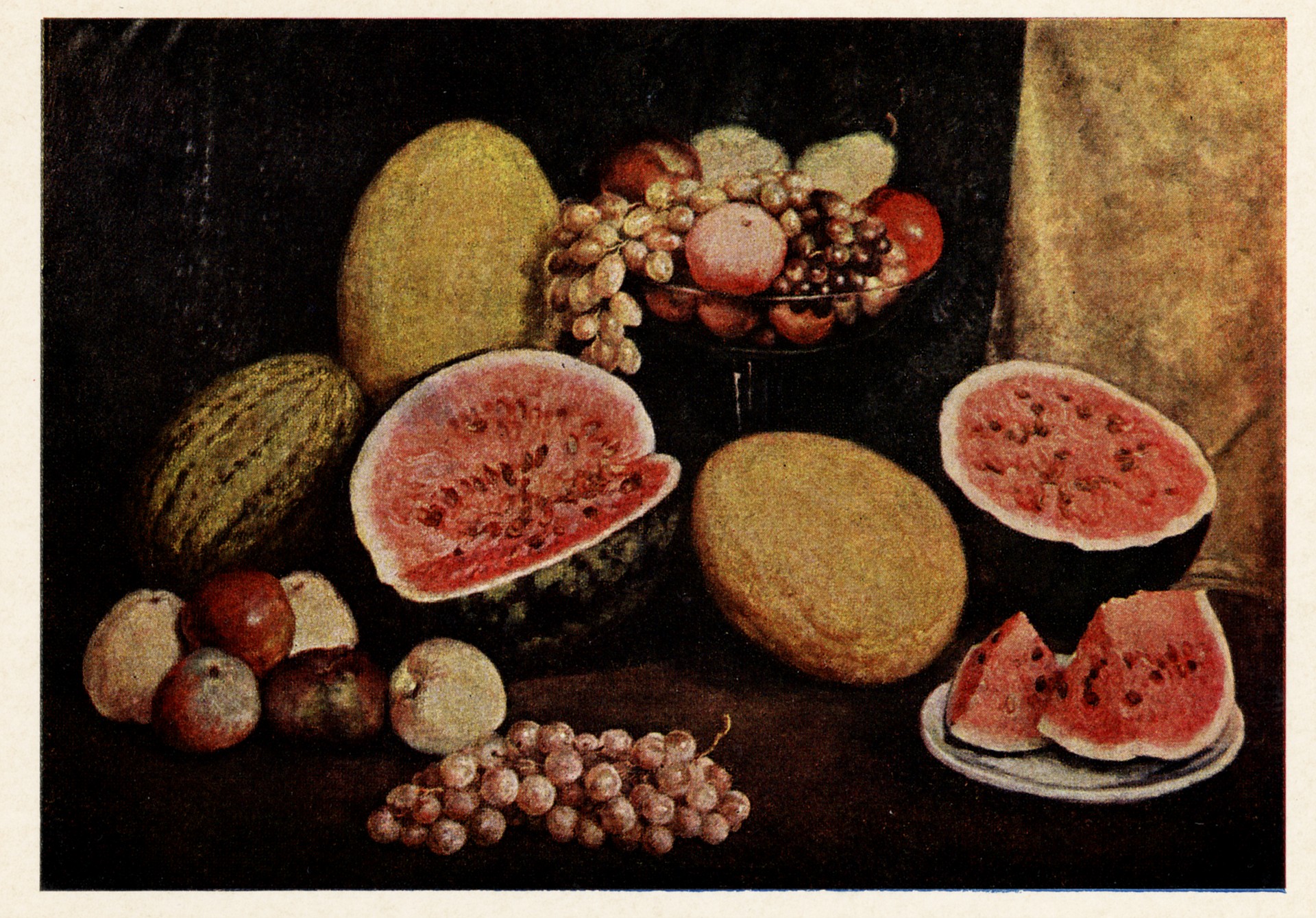 Натюрморт с разрезанным арбузом