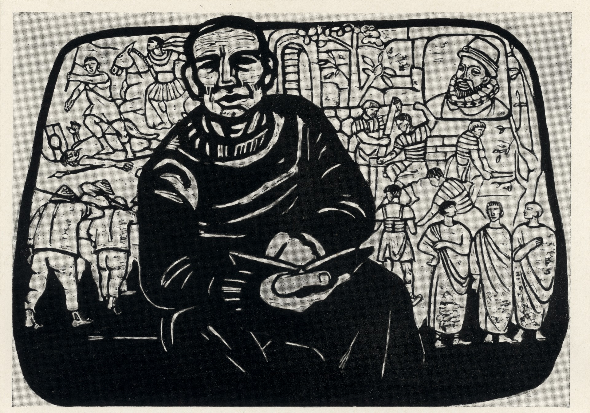 Иллюстрация к произведению Б. Брехта Вопросы читающего рабочего