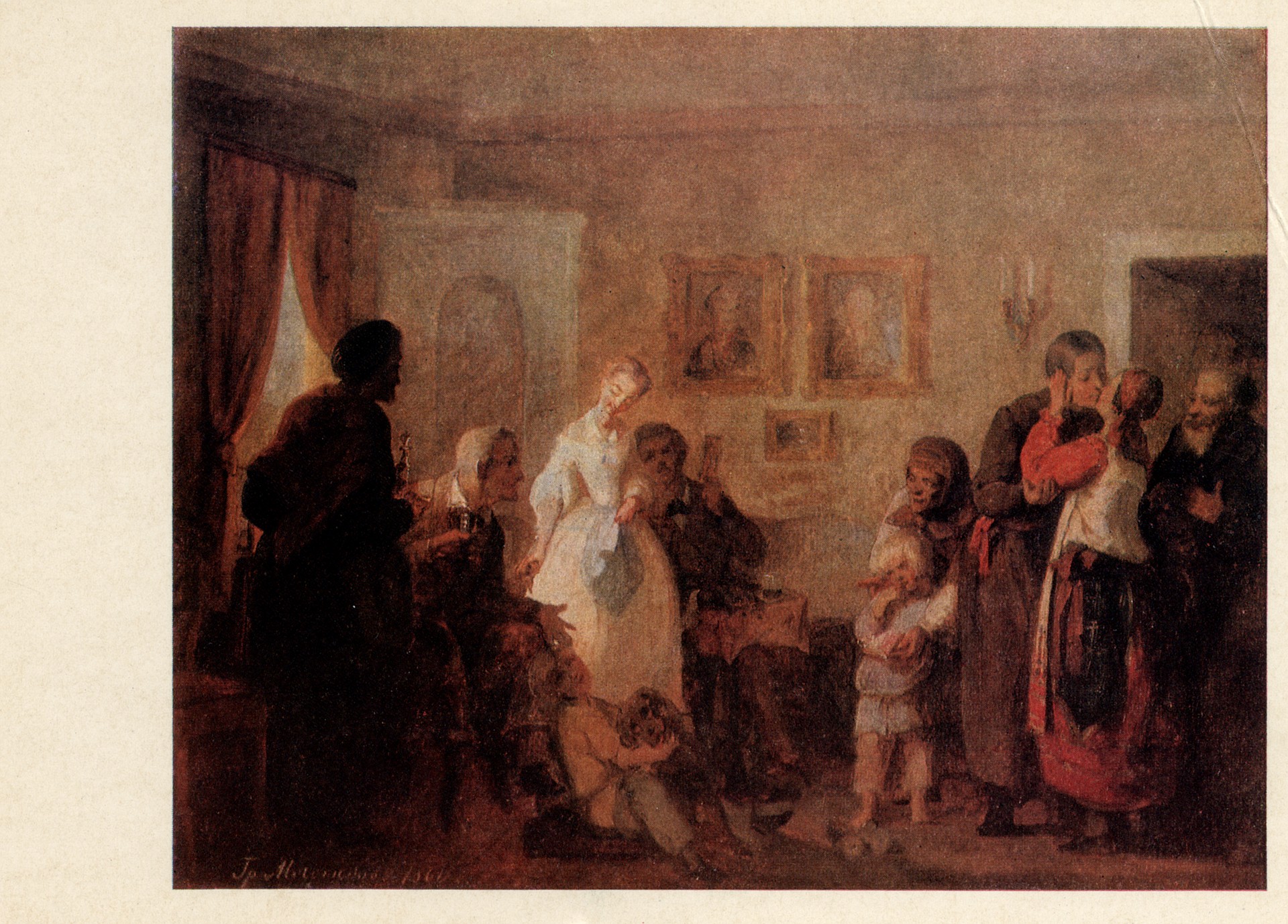 Поздравление молодых в доме помещика. Эскиз