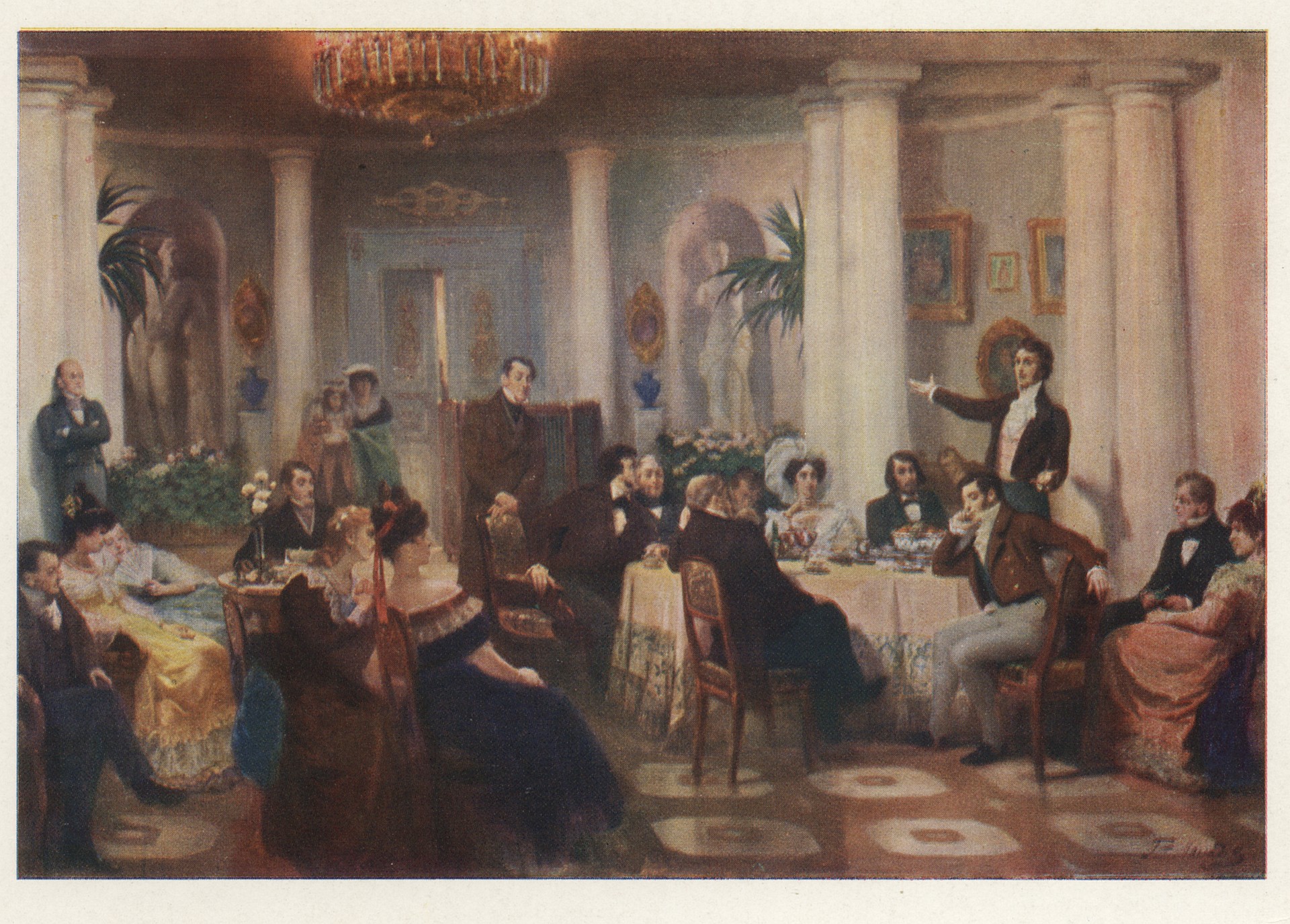 Пушкин и его друзья слушают Мицкевича в салоне княгини Зинаиды Волконской