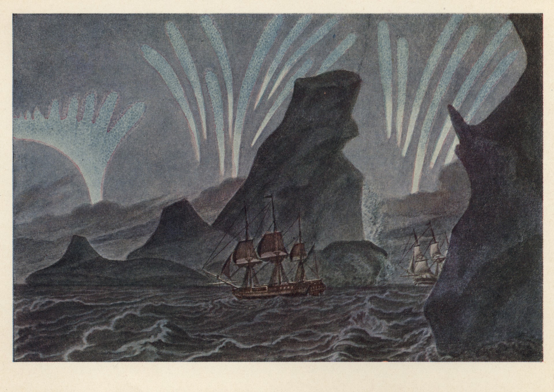 Шлюпы Восток и Мирный у берегов Антарктиды