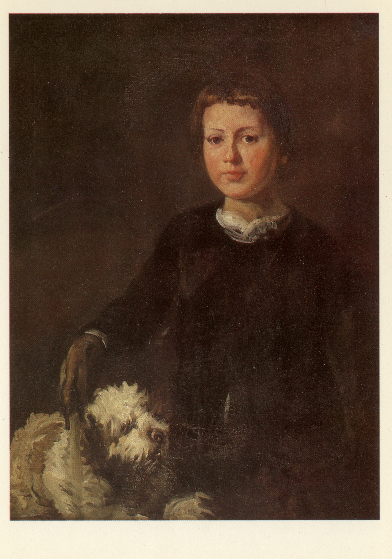 Портрет сына артиста с собачкой