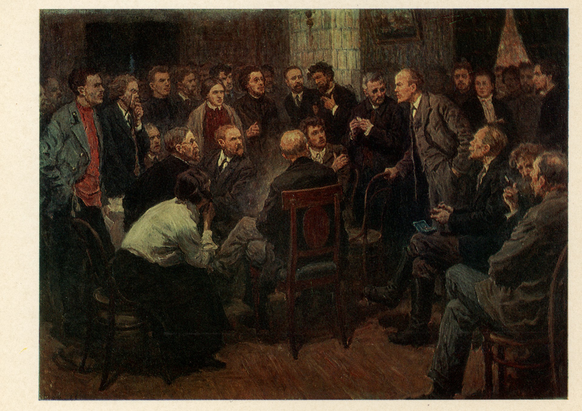 Выступление В.И Ленина против народника Воронцова на нелегальном собрании в Москве