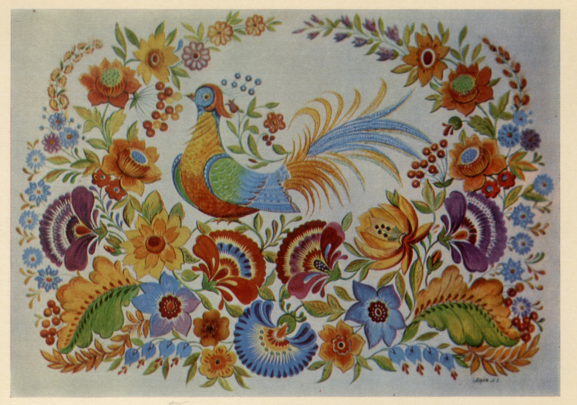 Панно Павлин в веночке