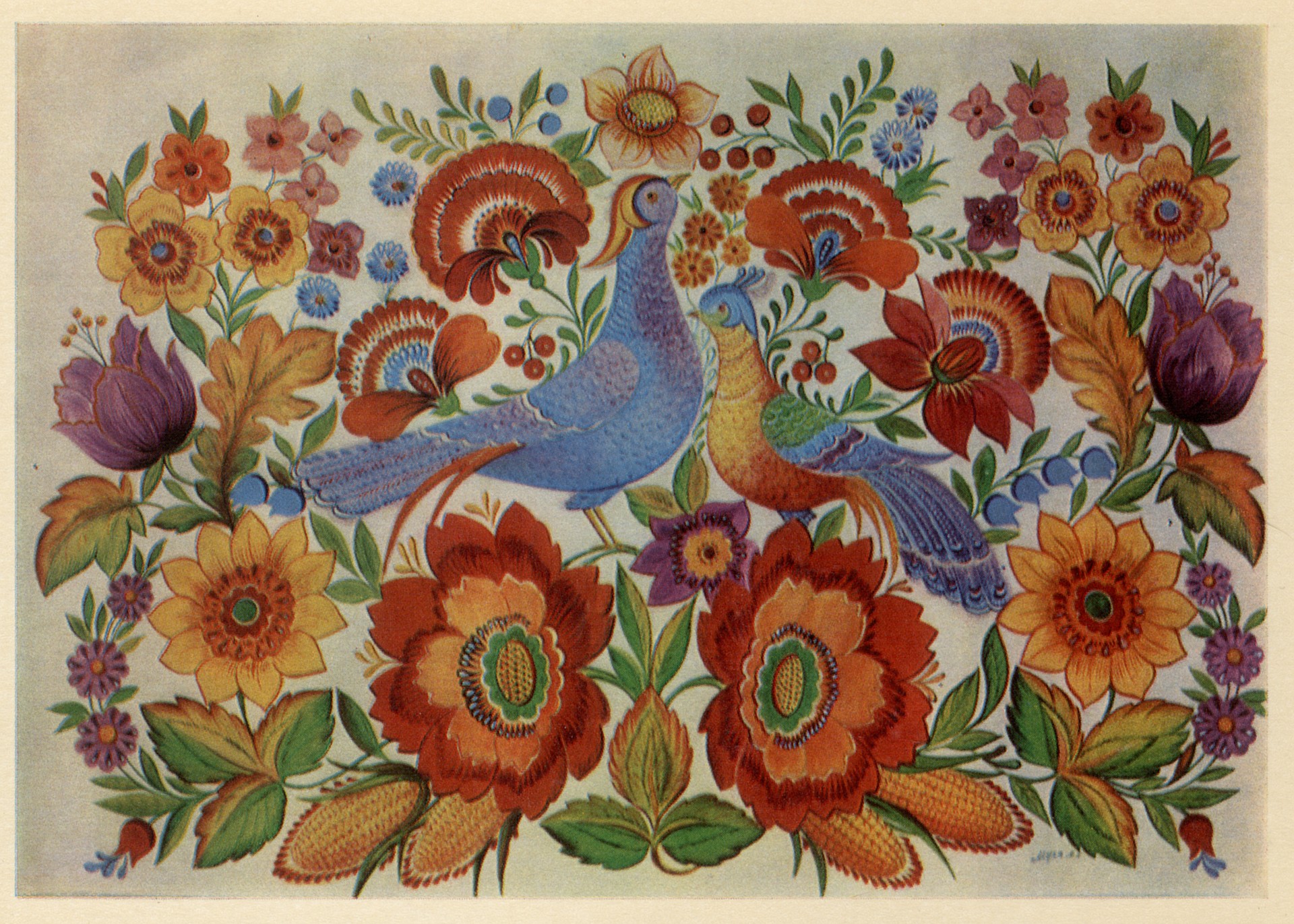 Панно Птицы среди цветов