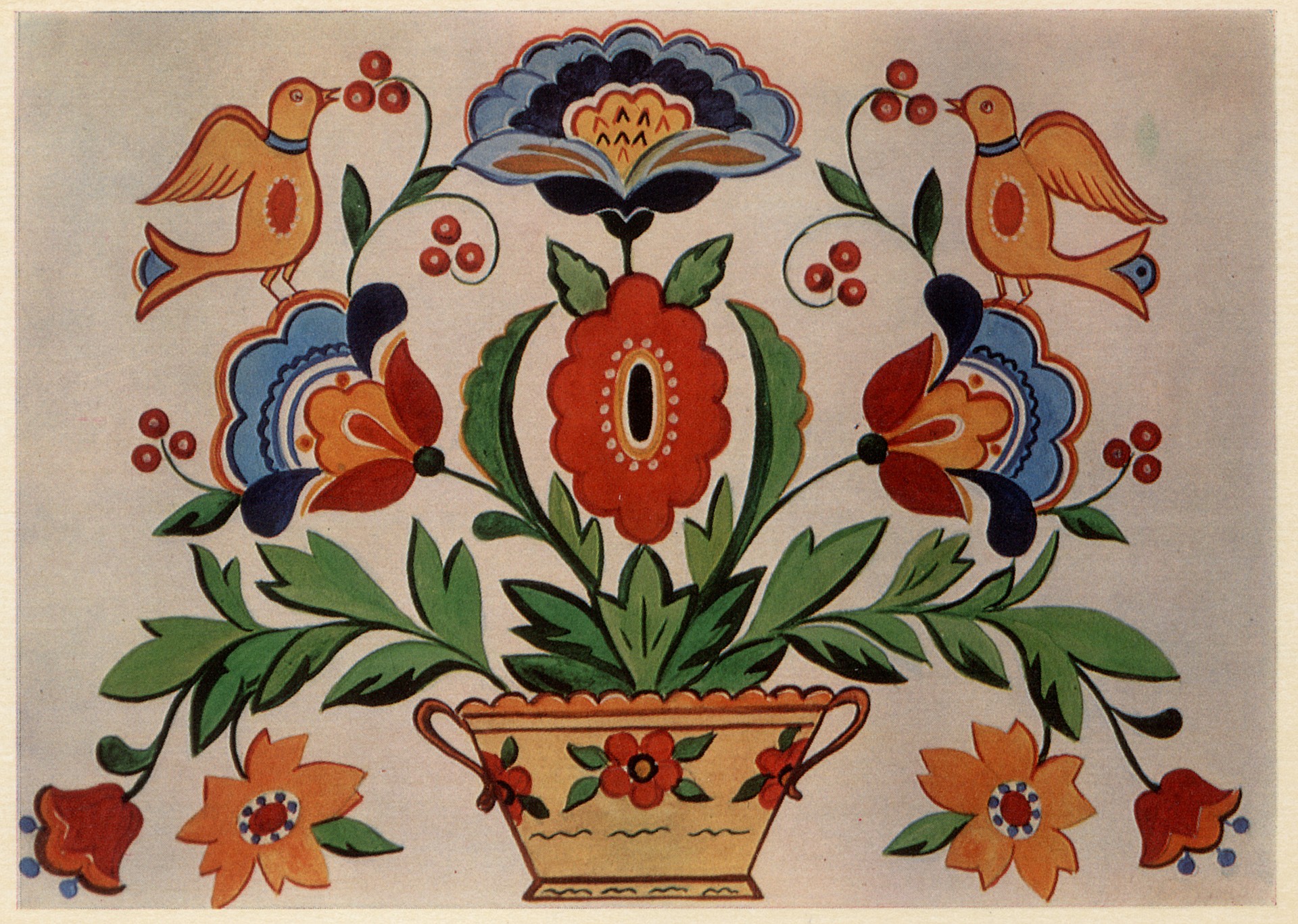 Узор для вышивки Птицы на цветах