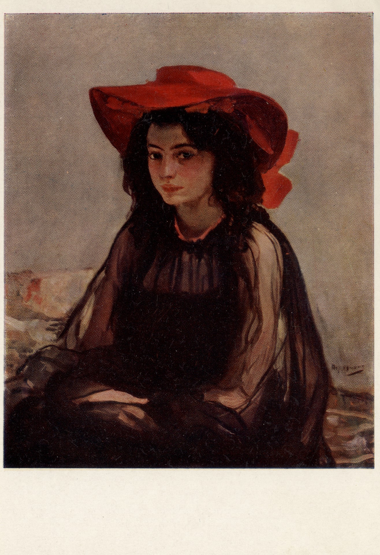 Портрет девочки в красной шляпе