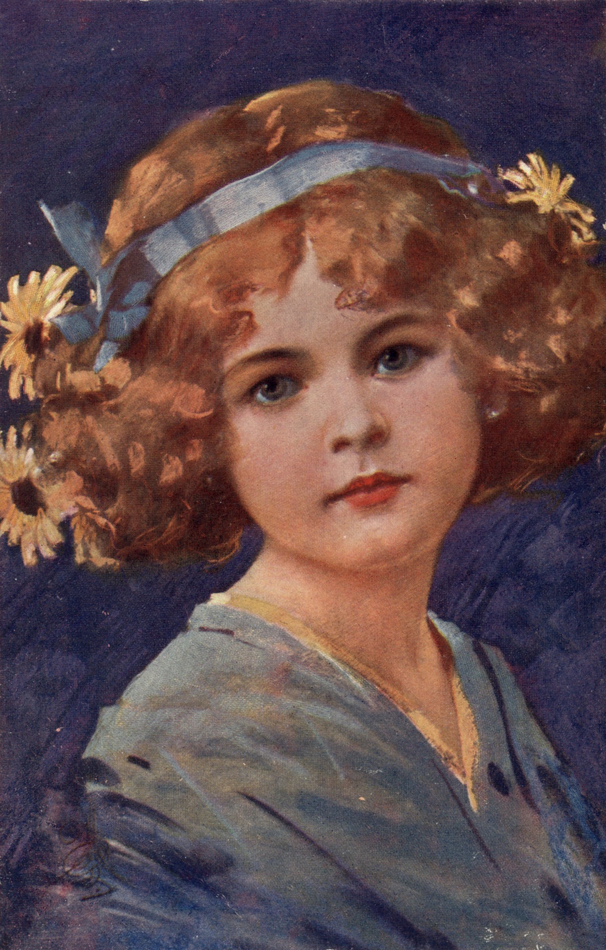 Девочка с цветами в волосах