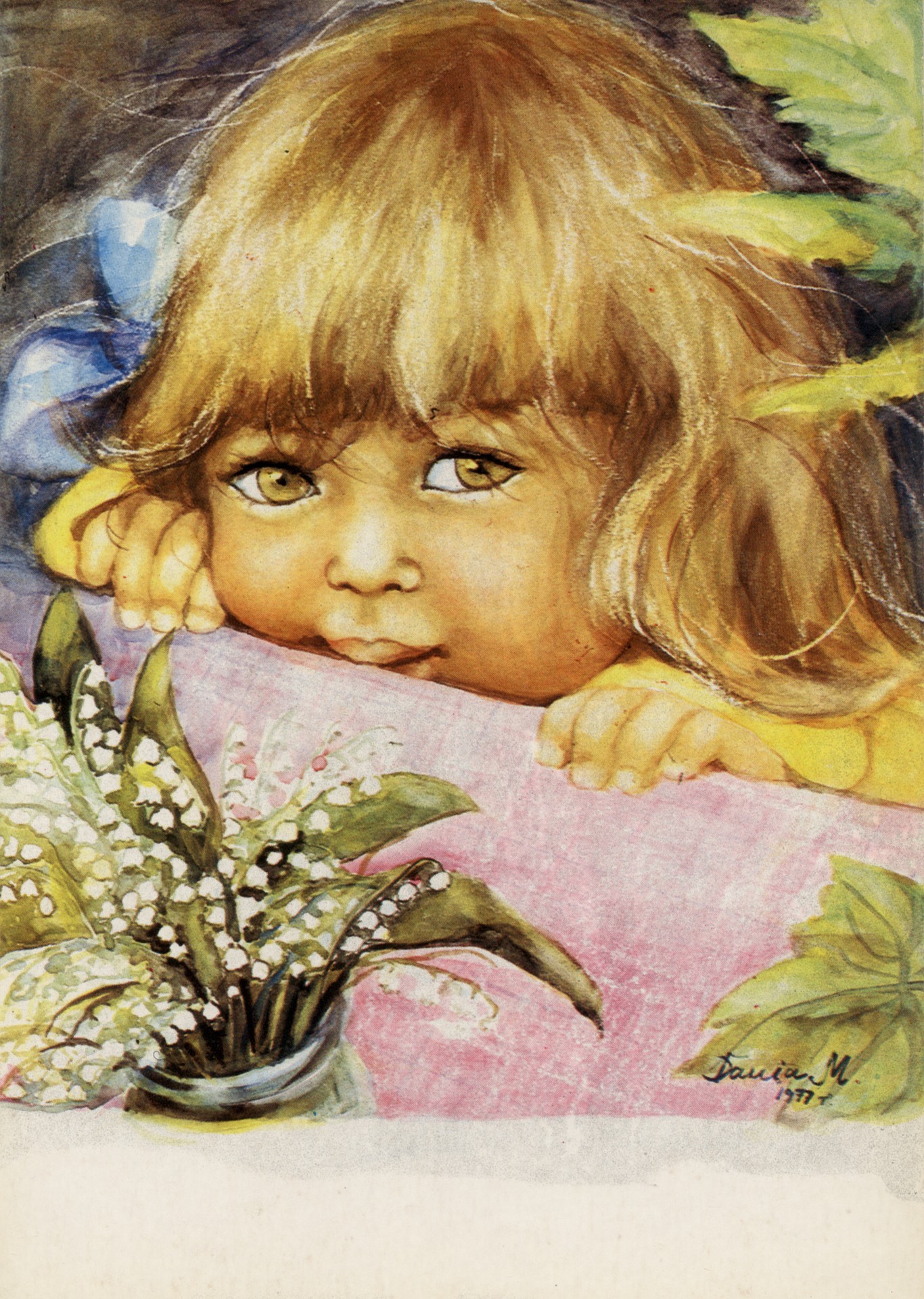 Девочка у стола с ландышем