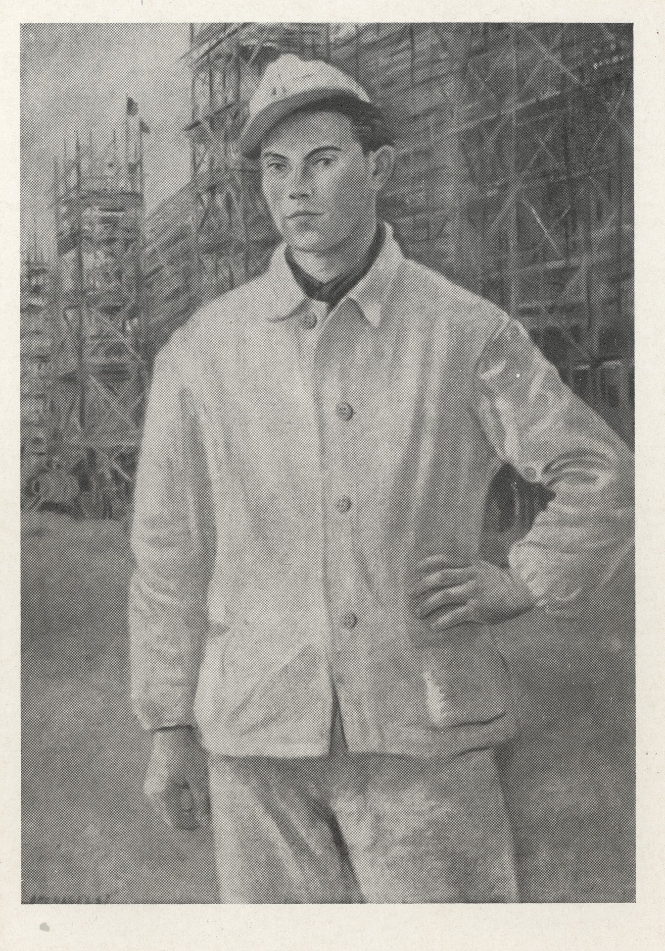 Молодой строитель со Сталиналлее