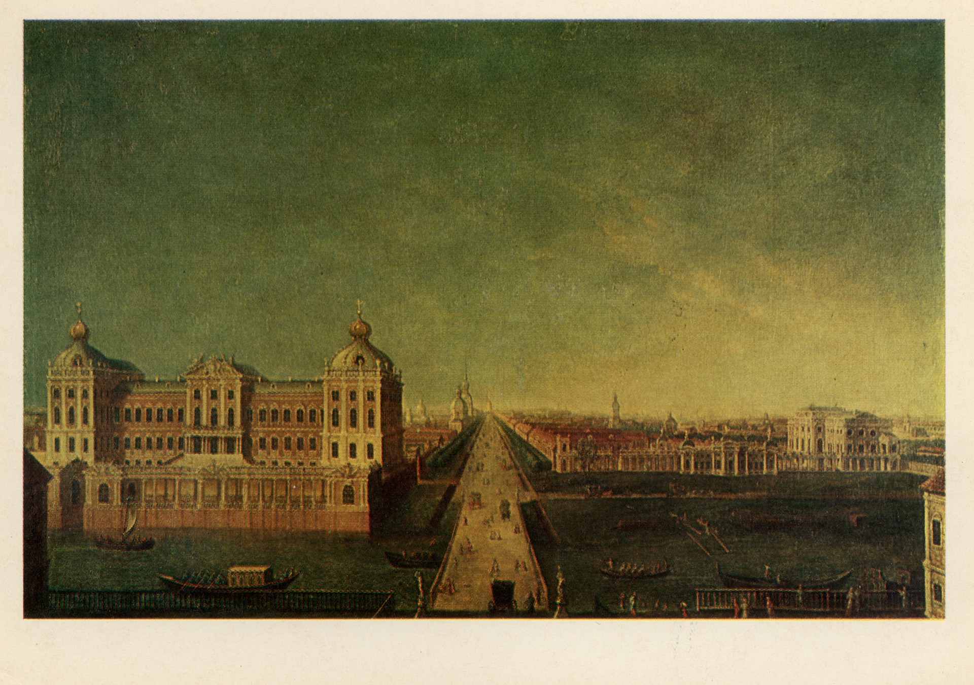 Аничковский дворец, Невский проспект и дворец И.И Шувалова от берега Фонтанки