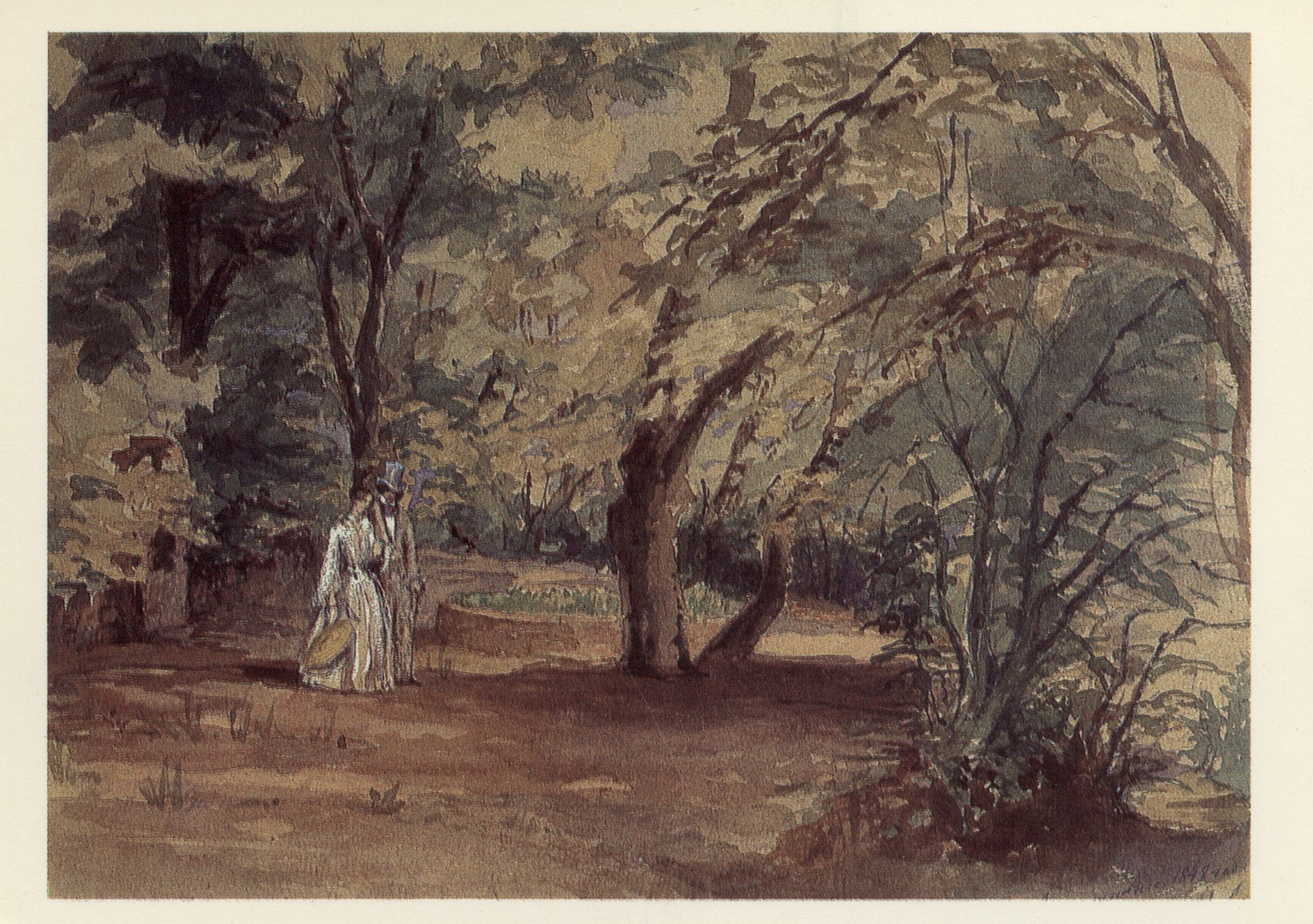 Павел Петрович Вяземский с женой Марией Аркадьевной в парке подмосковной усадьбы Остафьево