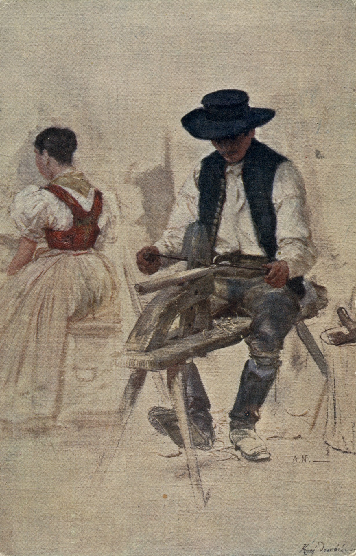 Крестьянин за станком