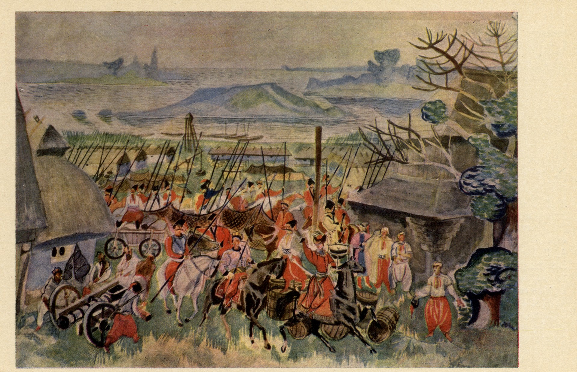 Запорожская Сечь. Эскиз к опере Н. Лыснко Тарас Бульба