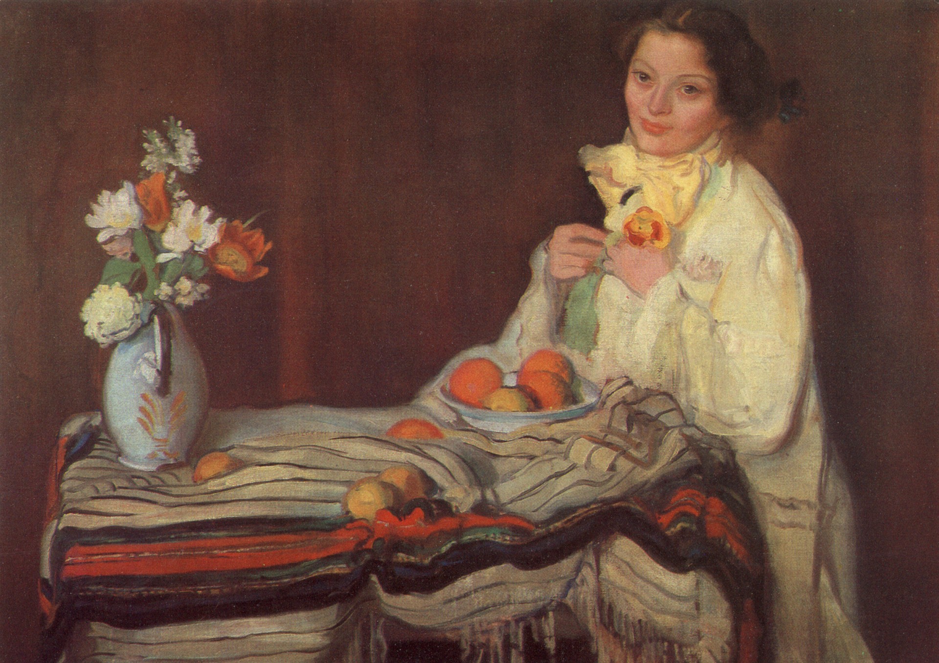Портрет сидящей дамы с фруктами