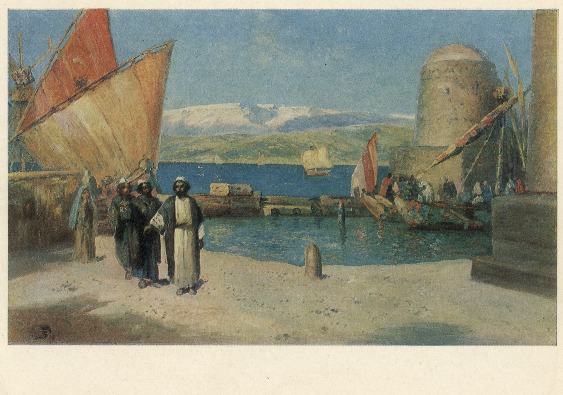 Пейзаж с красным парусом