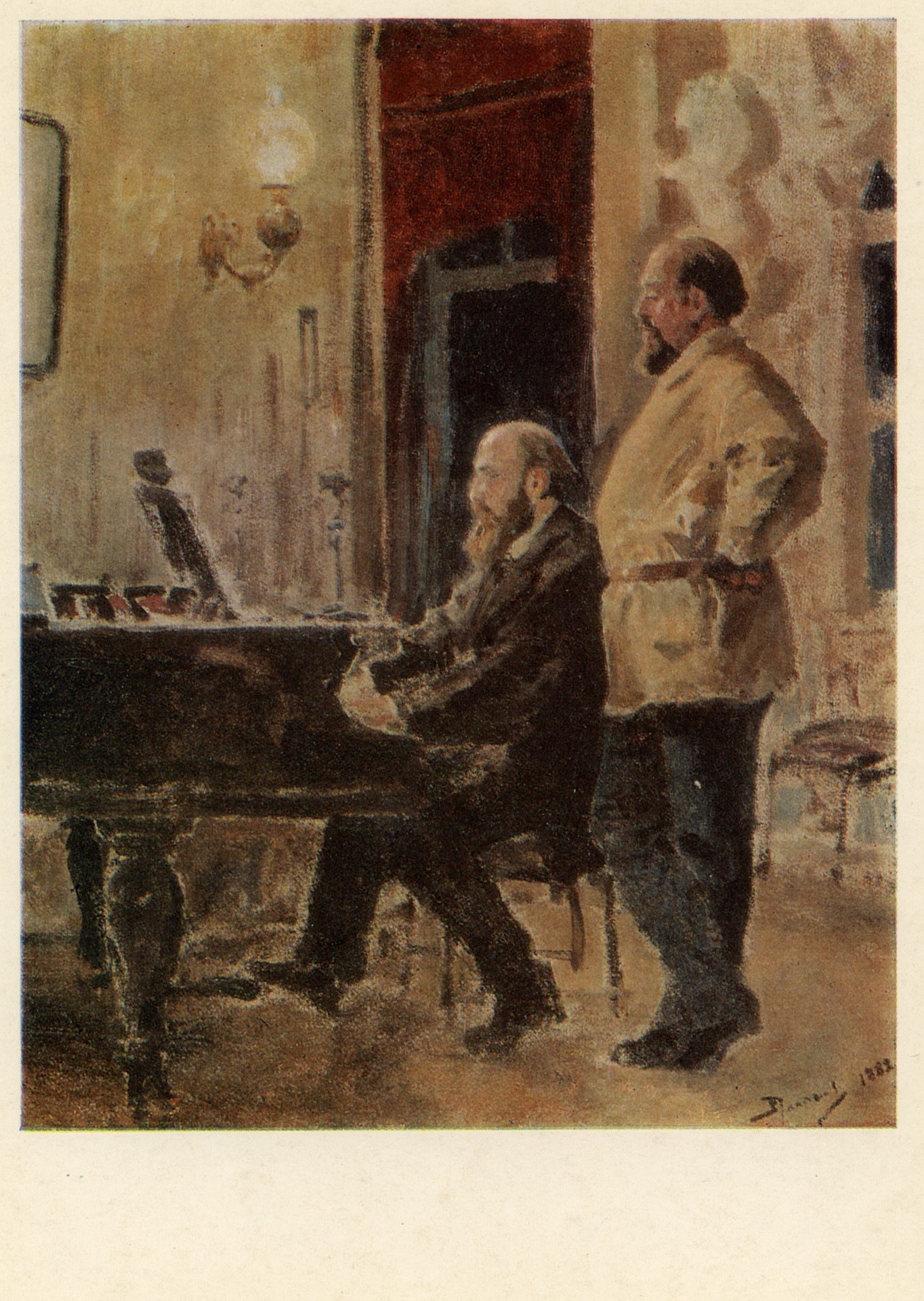 С.И Мамонтов и П.А Спиро у рояля